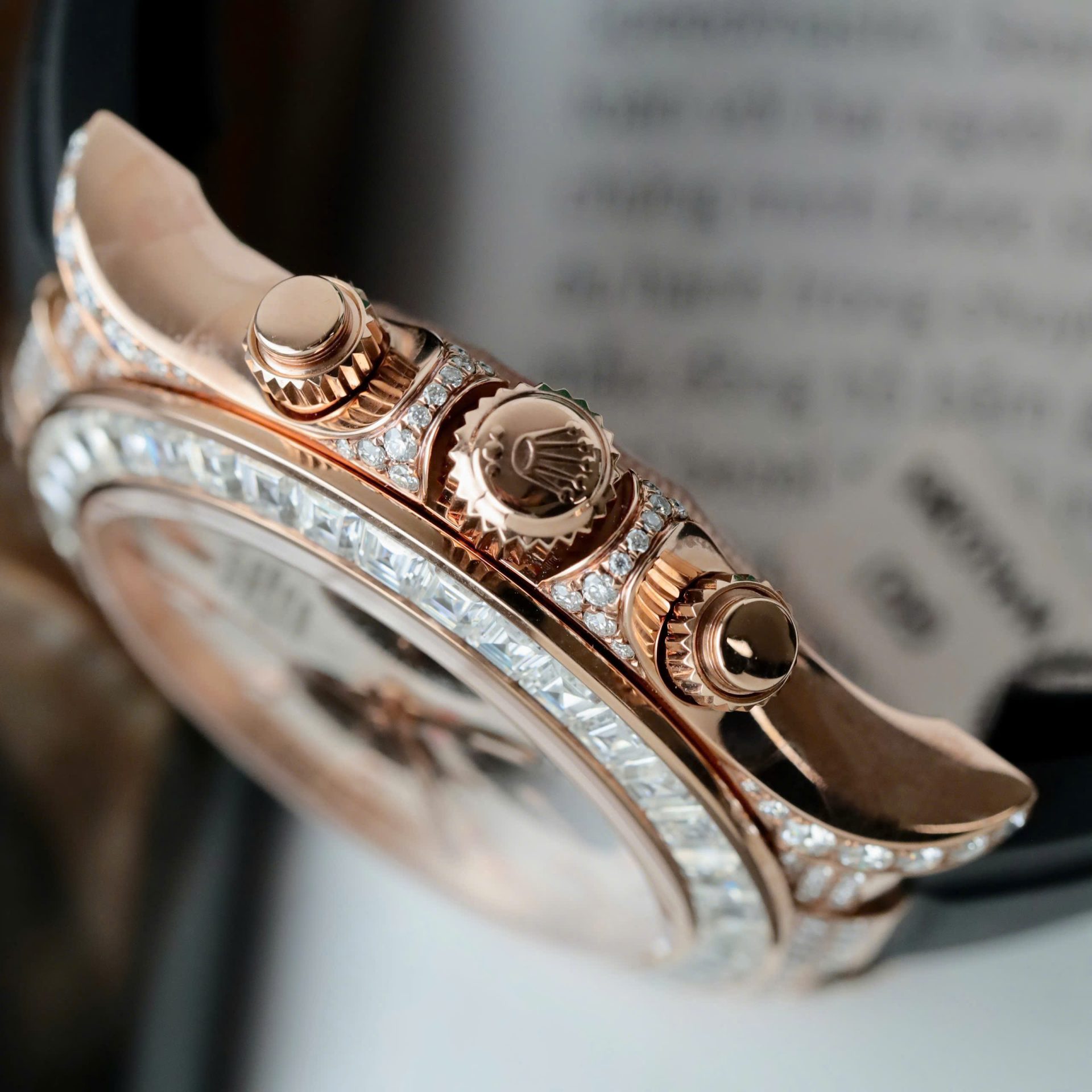 Rolex Daytona Best Clone Watches 18K Gold Wrapped + Diamonds Moissanite Baguette 40mm - Top club