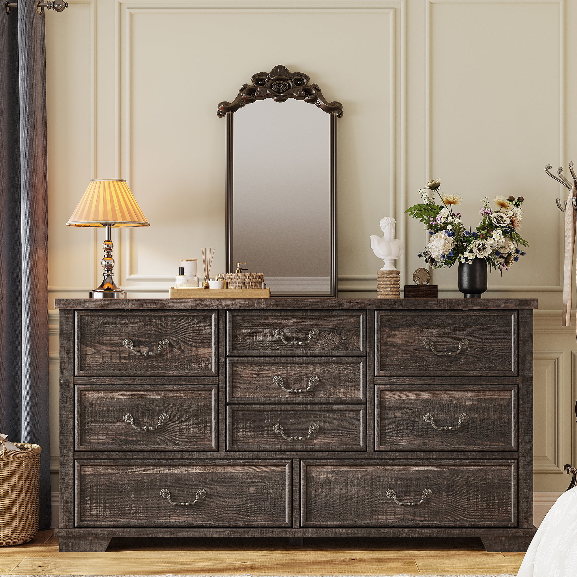 EnHomee Wood Dressers for Bedroom with 9 Drawers White Dresser Chest of Drawers for Living Room - Image 28