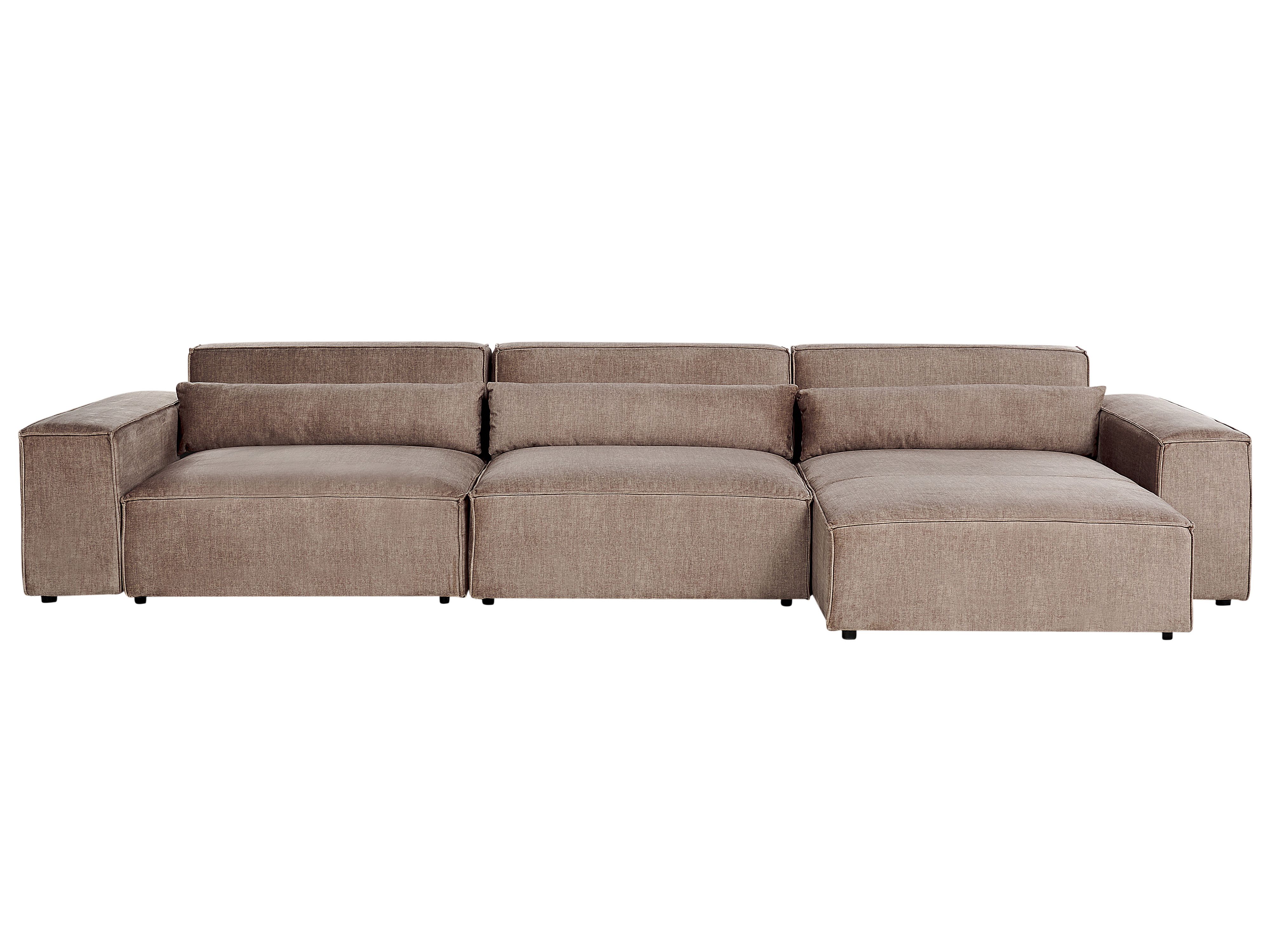 Modular Corner Sofa 4 Seater HELLNAR Fabric Light Brown Left Hand