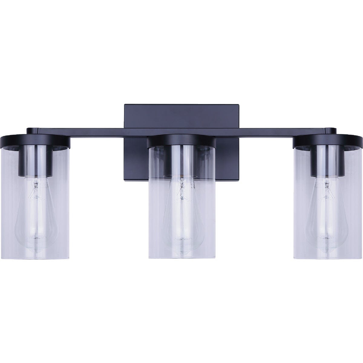 Canarm Britton 3-Light Black Vanity Bath Light Fixture, Clear Glass