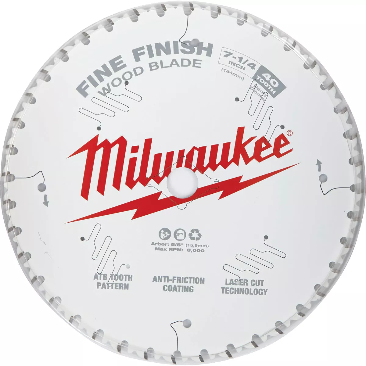 Milwaukee 7-1/4 In. 40-Tooth Fine Finish Circular Saw Blade, Bulk