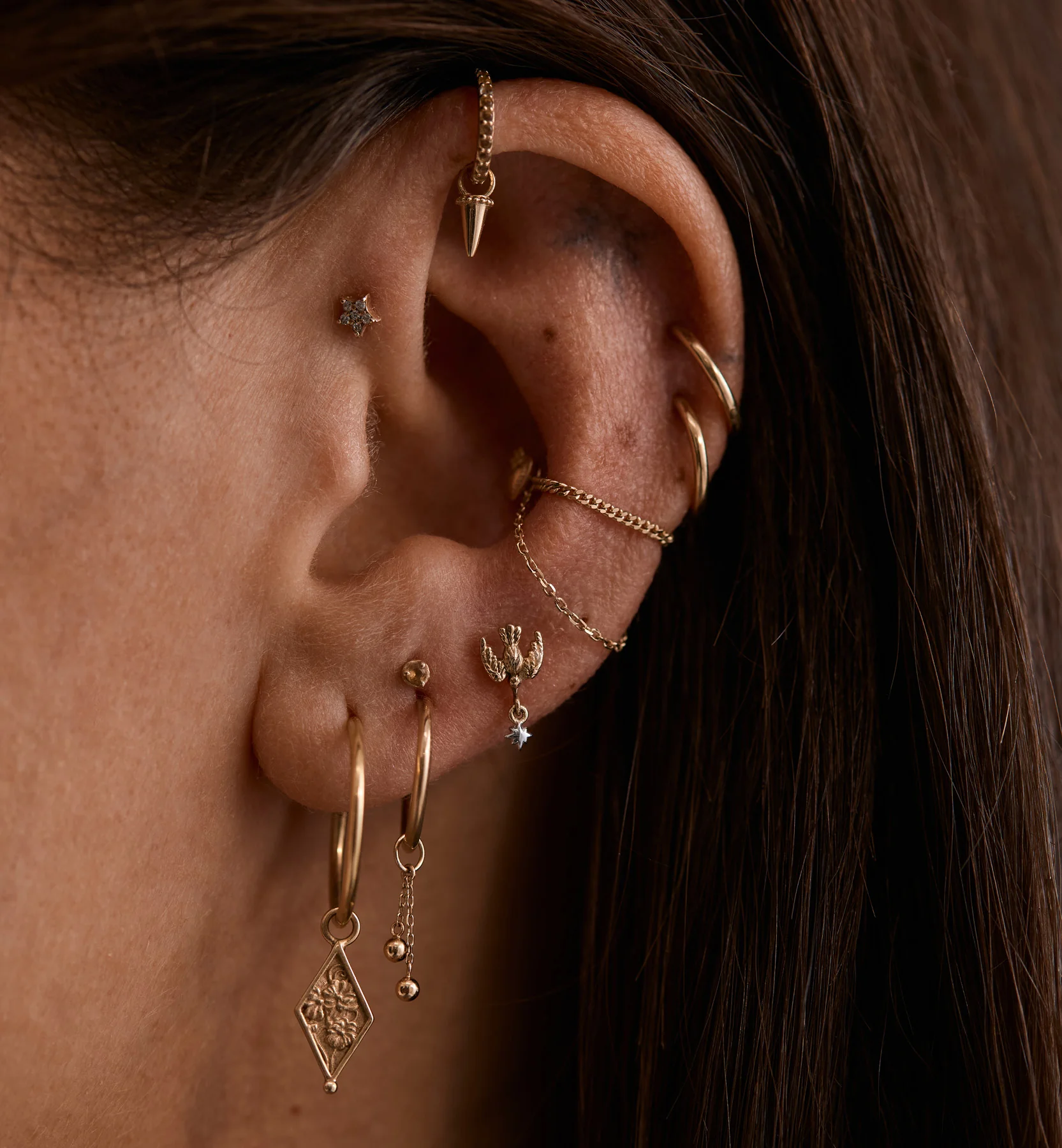 Tears of Gold Piercing Charm 14K