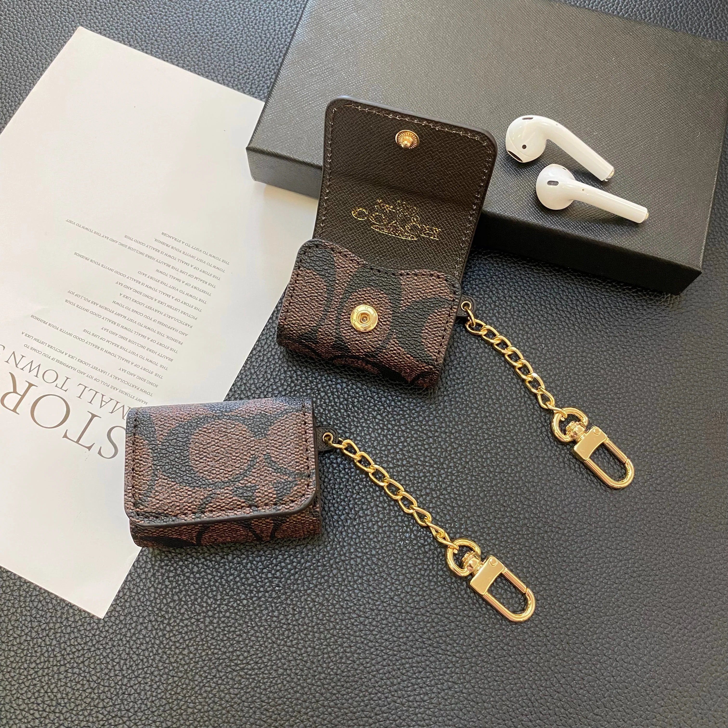 Luxury Coach AirPods Pro Cases Dark brown-YH240425 - Wholesale & Influencer