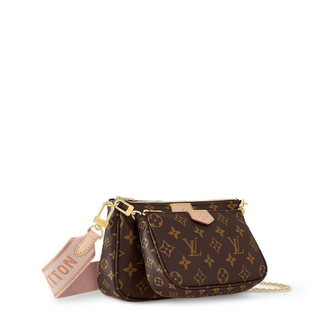 Louis Vuitton Multi Pochette Accessoires Monogram Canvas - Rose Clair Pink Strap - COZYMIZE