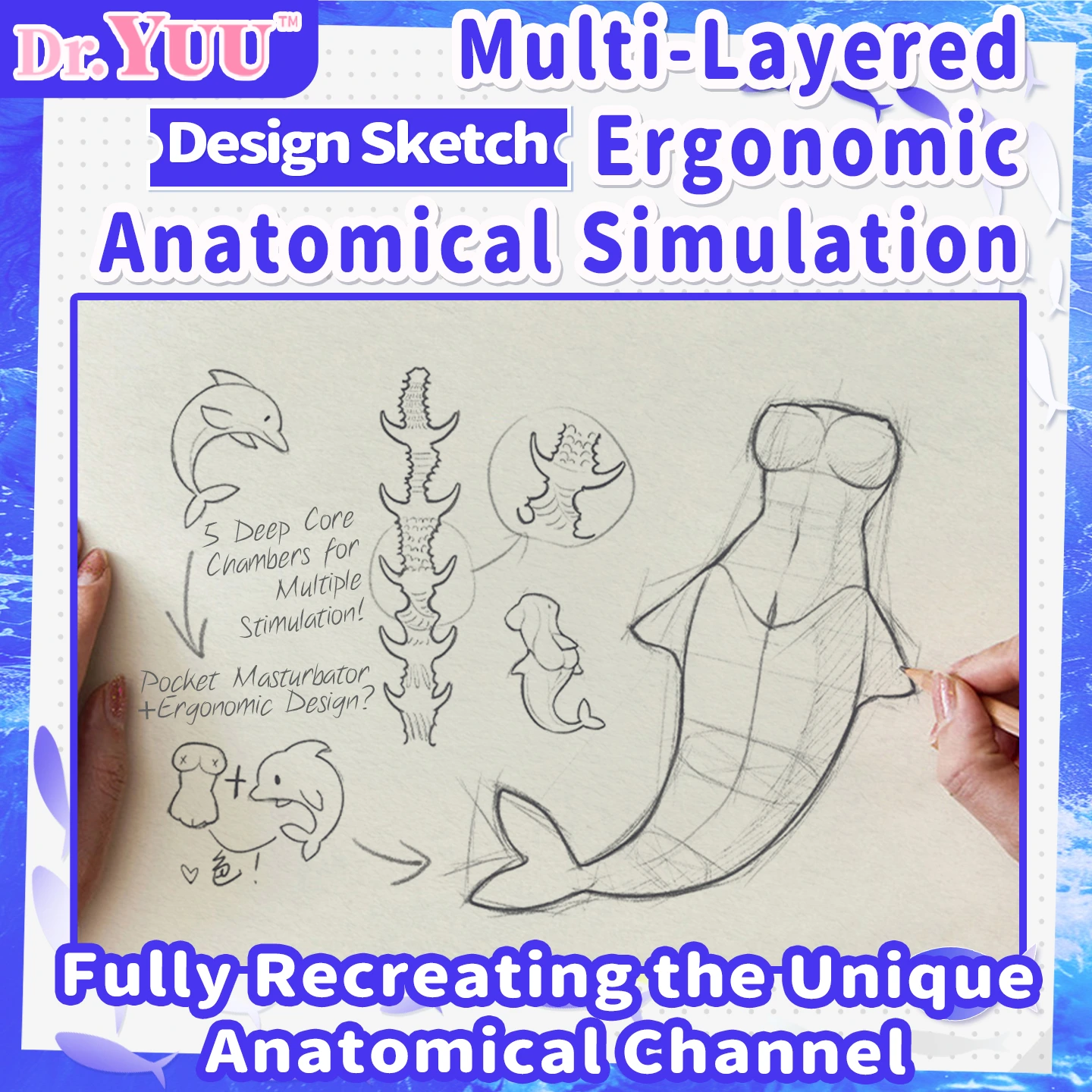 Original concept design sketch of the Dr.YUU bionic mermaid pocket masturbator