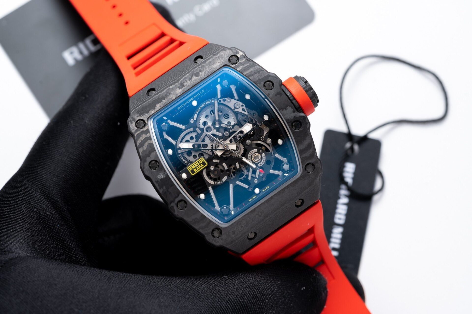 Richard Mille RM35-01 Replica 1:1 Watch Red Rubber Strap 45mm - Elite Watch Atelier
