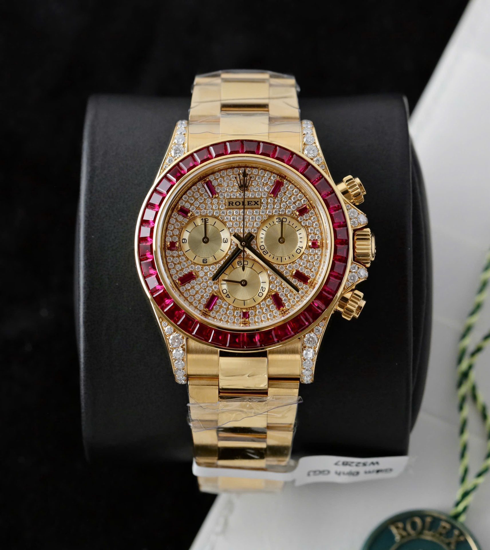 Rolex Daytona 126598TRU Replica Watches Custom Gold Wrapped + Ruby + Diamonds Moissanite 40mm - Elite Watch Atelier