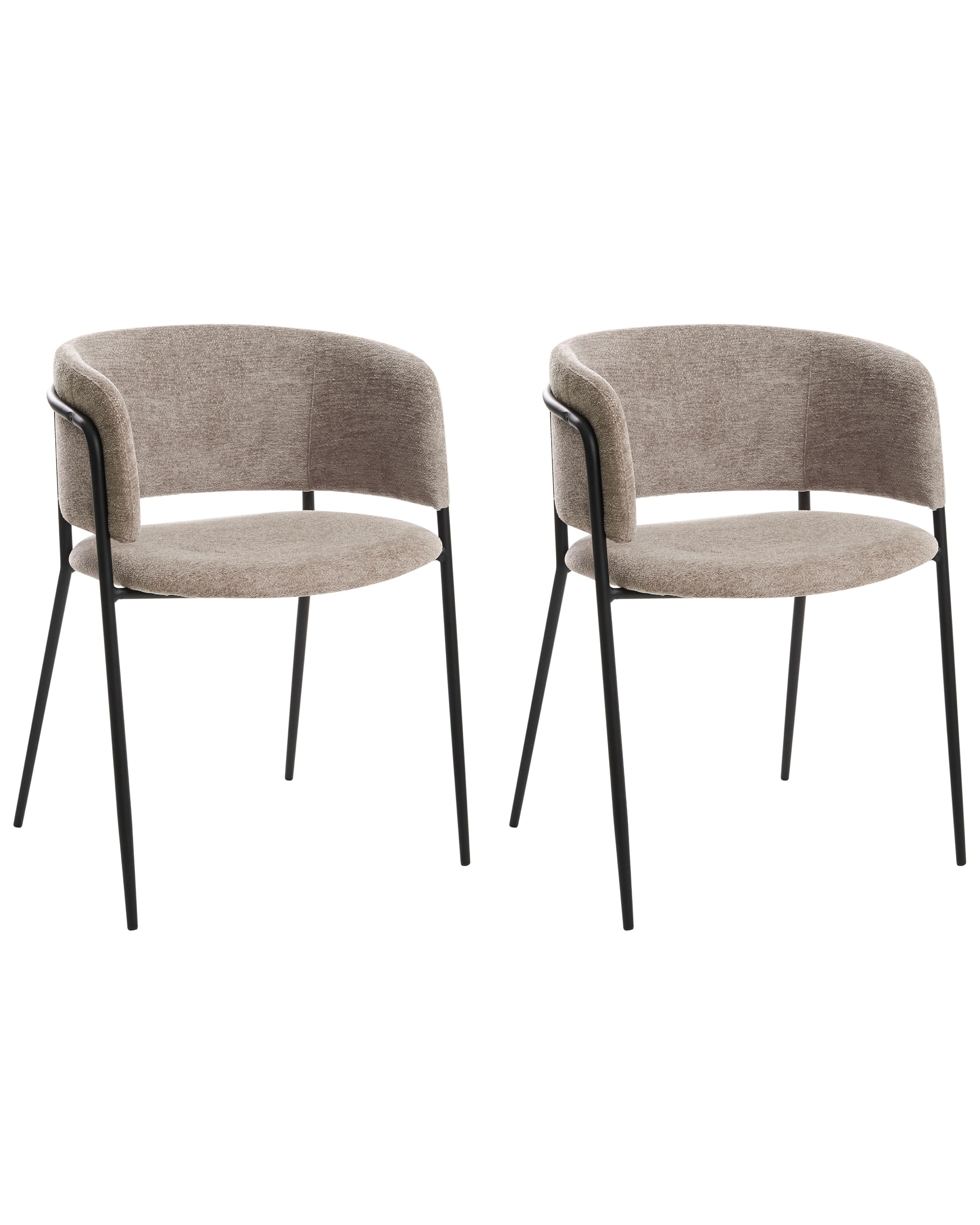 Set of 2 Dining Chairs SPRINGER Chenille Taupe