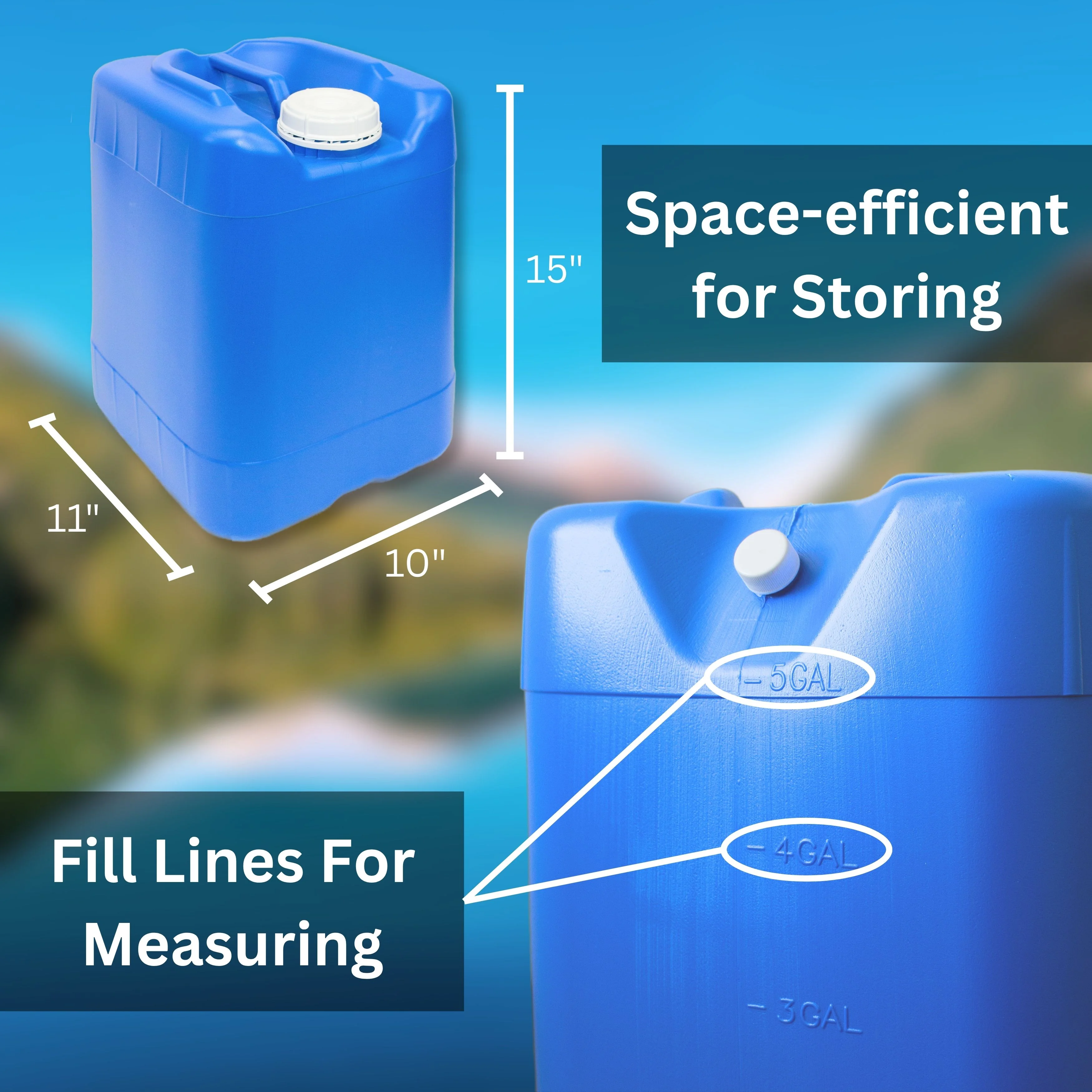 5-Gallon Stackable Water Containers with Spigot & Water Treatment - Emergency Water Storage Kit (2x - 5 Gallon Water Tanks) - Image 12
