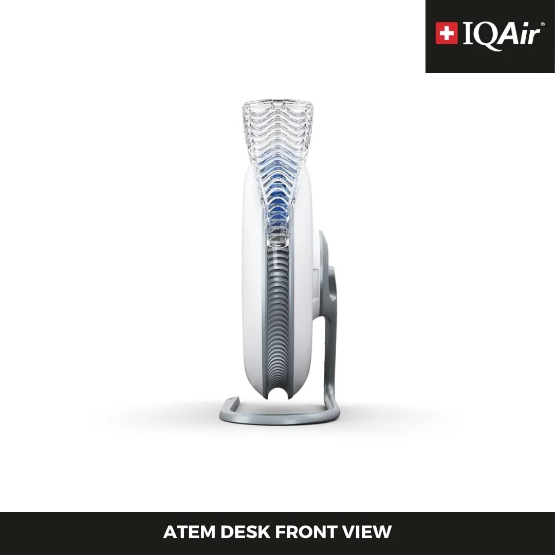 IQAir Atem Desk Personal HyperHEPA Air Purifier - Filters 99% of allergens, asthma triggers, airborne pollutants, odors and gasses - Perfect for offices or other small rooms (White)