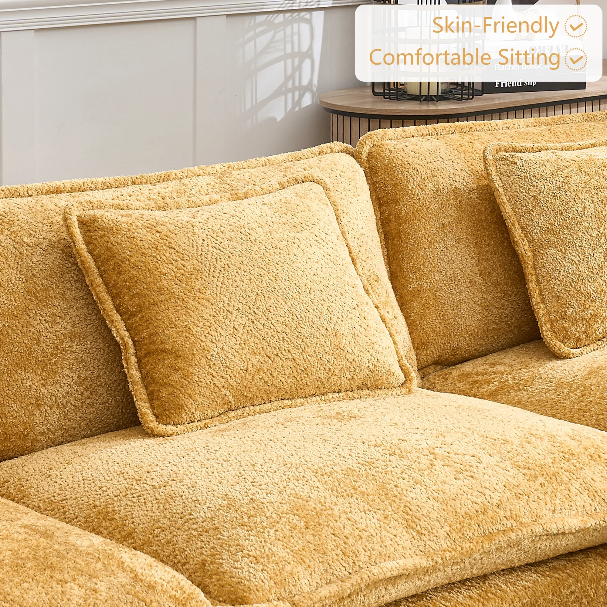 GNIXUU 112" Oversized Sectional Sofa Cloud Couch for Living Room, Modern Chenille L Shaped Couch, Comfy Boucle Modular Sofa Sleeper with Moveable Ottoman & Memory Foam (Green) - Image 42