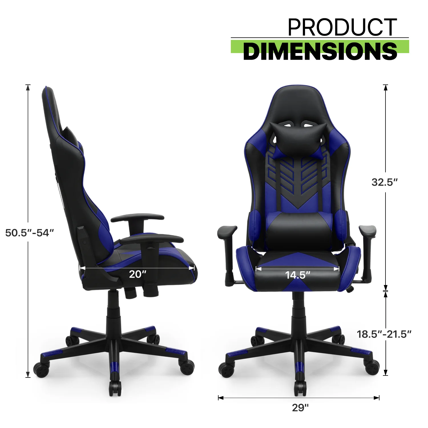 Magshion Ergonomic Gaming Chair, Comfortable Gaming Chair, Computer Chair Leather Desk Chair Adjustable Swivel Gaming Office Chair, Blue - Image 6
