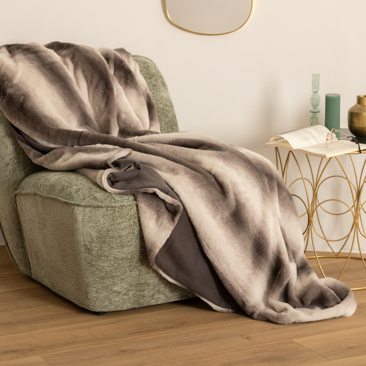 Faux Fur plaid "Grizzli" Grey, 180x230 cm