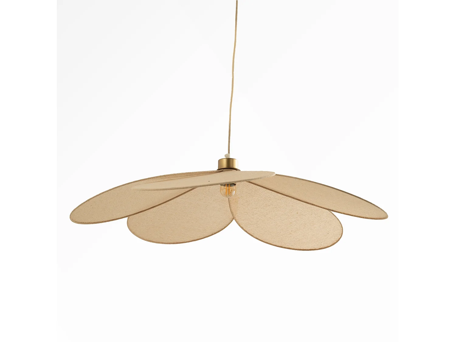 Suspension pétale en tissu beige et métal doré 75 cm - Flora
