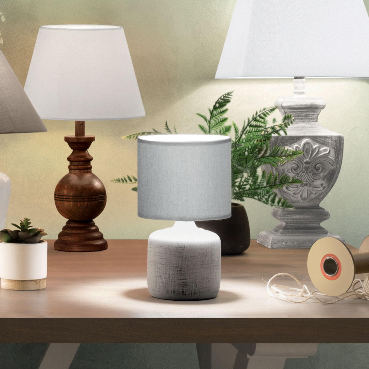 Ceramic lamp "Salta" Grey, 26.5 cm