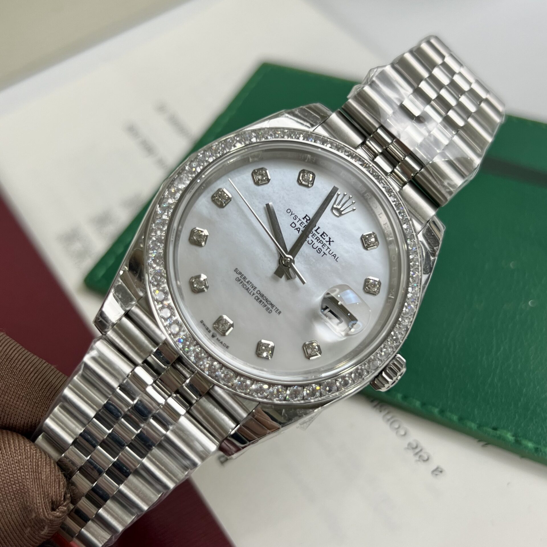 Rolex Replica 11 Watch DateJust Mother of Pearl Dial With Diamonds Bezel EW Factory 36-41mm - Top club