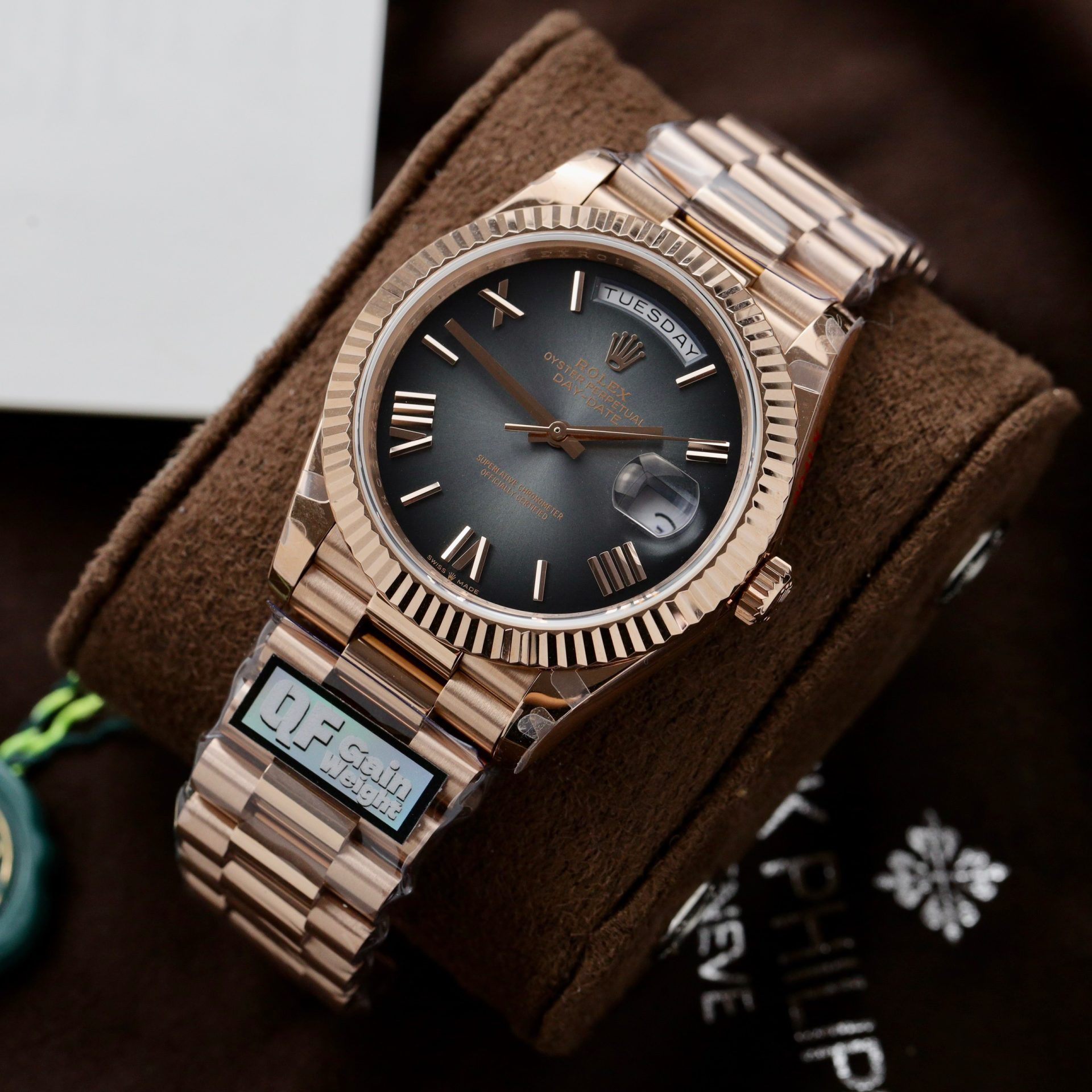 Rolex Clone Watch Day-Date Dial Gray Ombre 185 Grams QF Factory 40mm - Top club