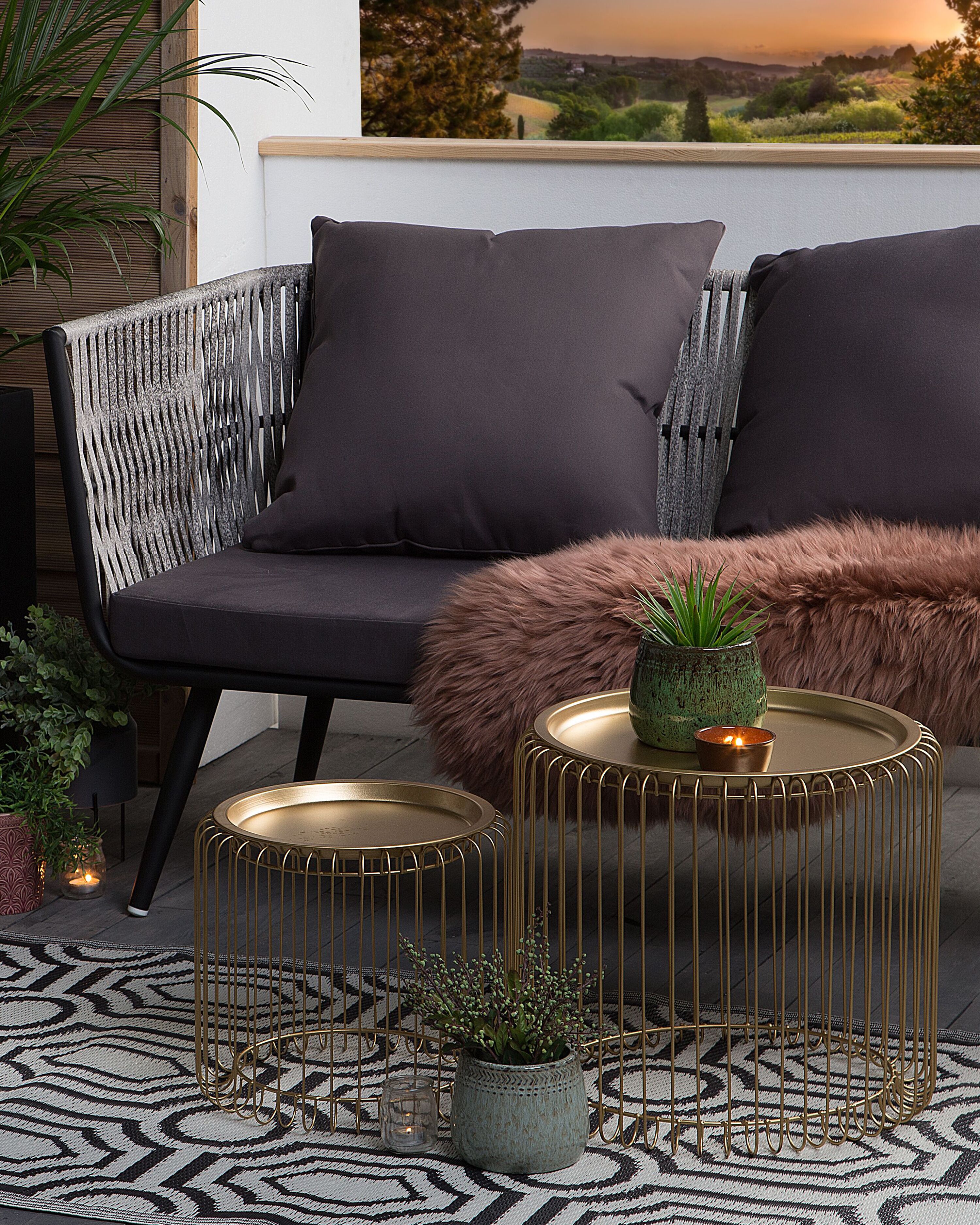 Outdoor Rug BIDAR Black 90 x 180 cm Reversible