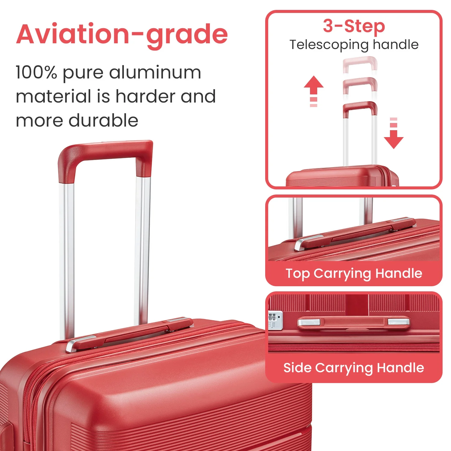 4 Piece Luggage Set, Expandable Lightweight Suitcase Set, PP Materials Travel Luggage with TSA Lock Spinner Wheels, White (14/20/24/28) - Image 40