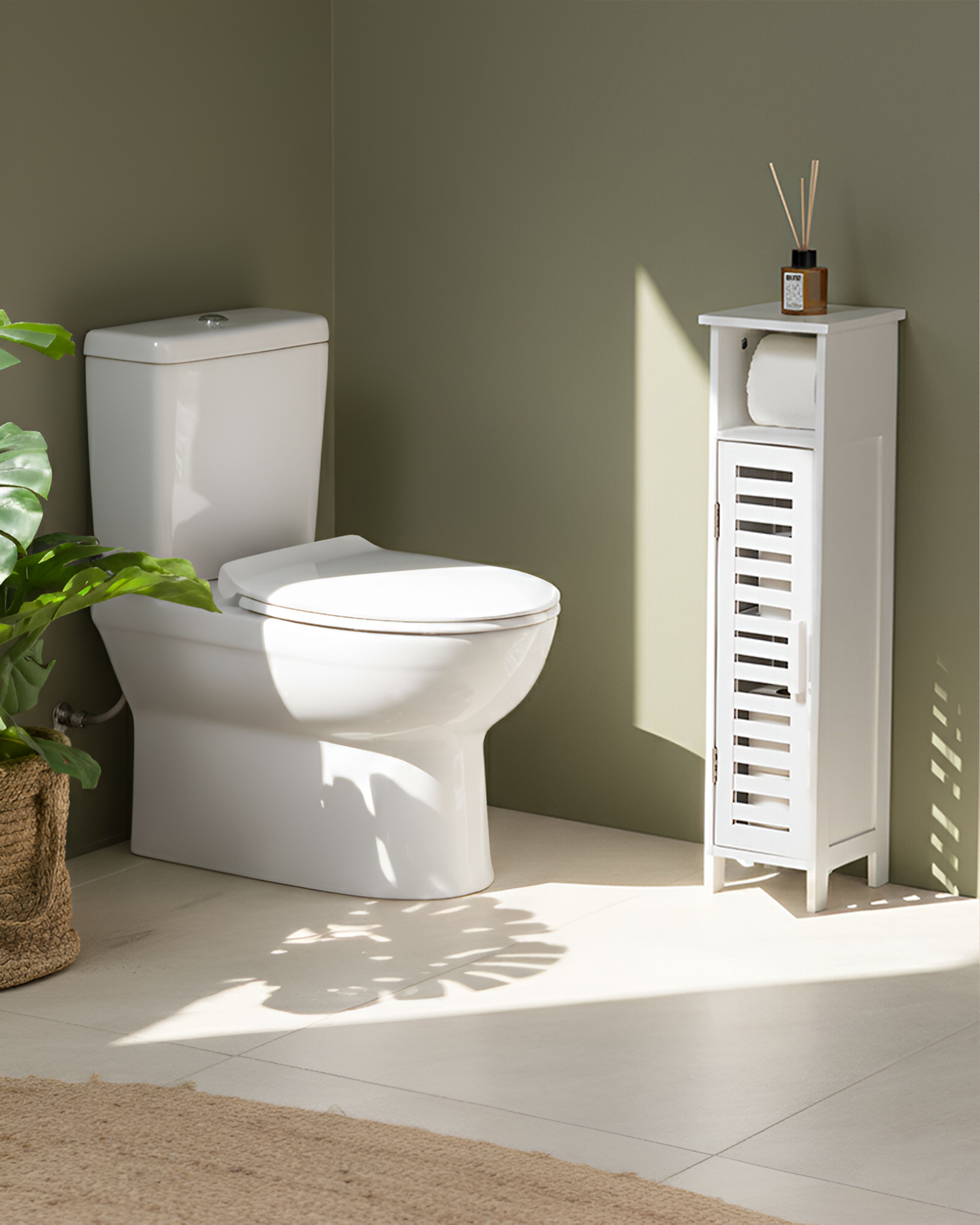 Toilet Paper Cabinet OLATHE Bamboo White