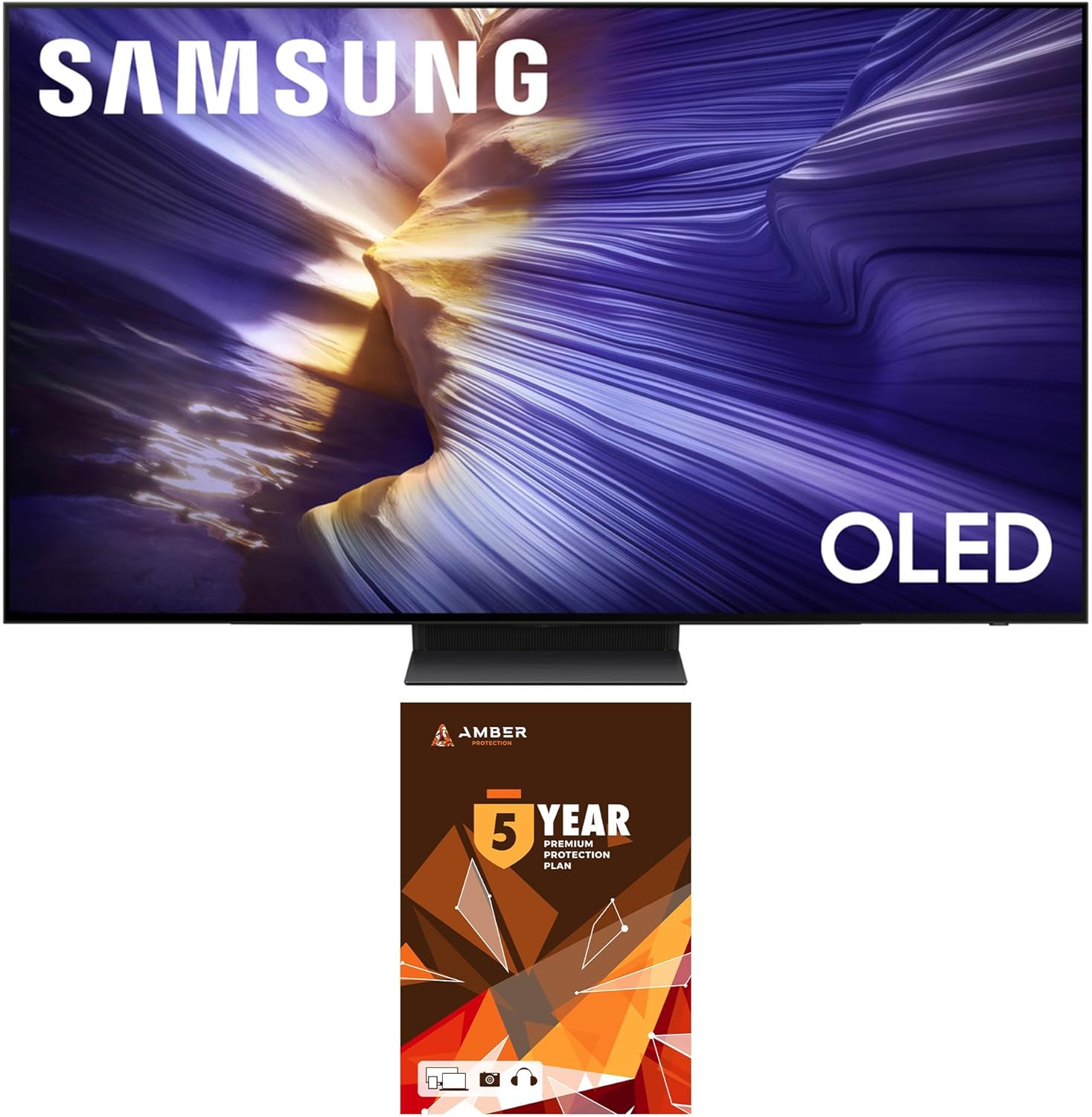 Samsung QN65S90FAFXZA 65 Inch 4K OLED Smart TV (2025) with Dolby Atmos and 5 Year Amber Protection Plan