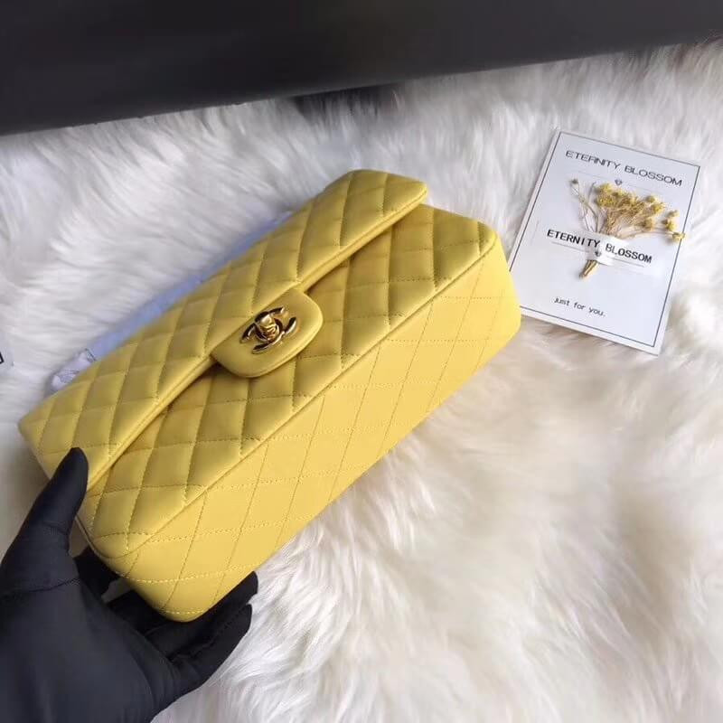 Replica Chanel 1112 Yellow Medium Size 2.55 Lambskin Leather Flap Bag1:1High-quality replica