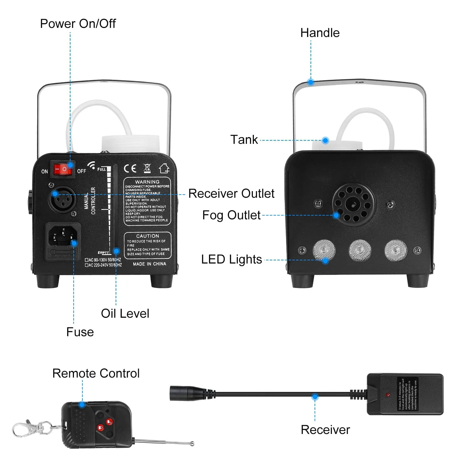 400W Fog Machine RGB LED Party Club DJ Fogger Rapid Heating Remote Control Wedding Stage Smoke Machine - Image 9 400W Fog Machine RGB LED Party Club DJ Fogger Rapid Heating Remote Control Wedding Stage Smoke Machine - Image 9