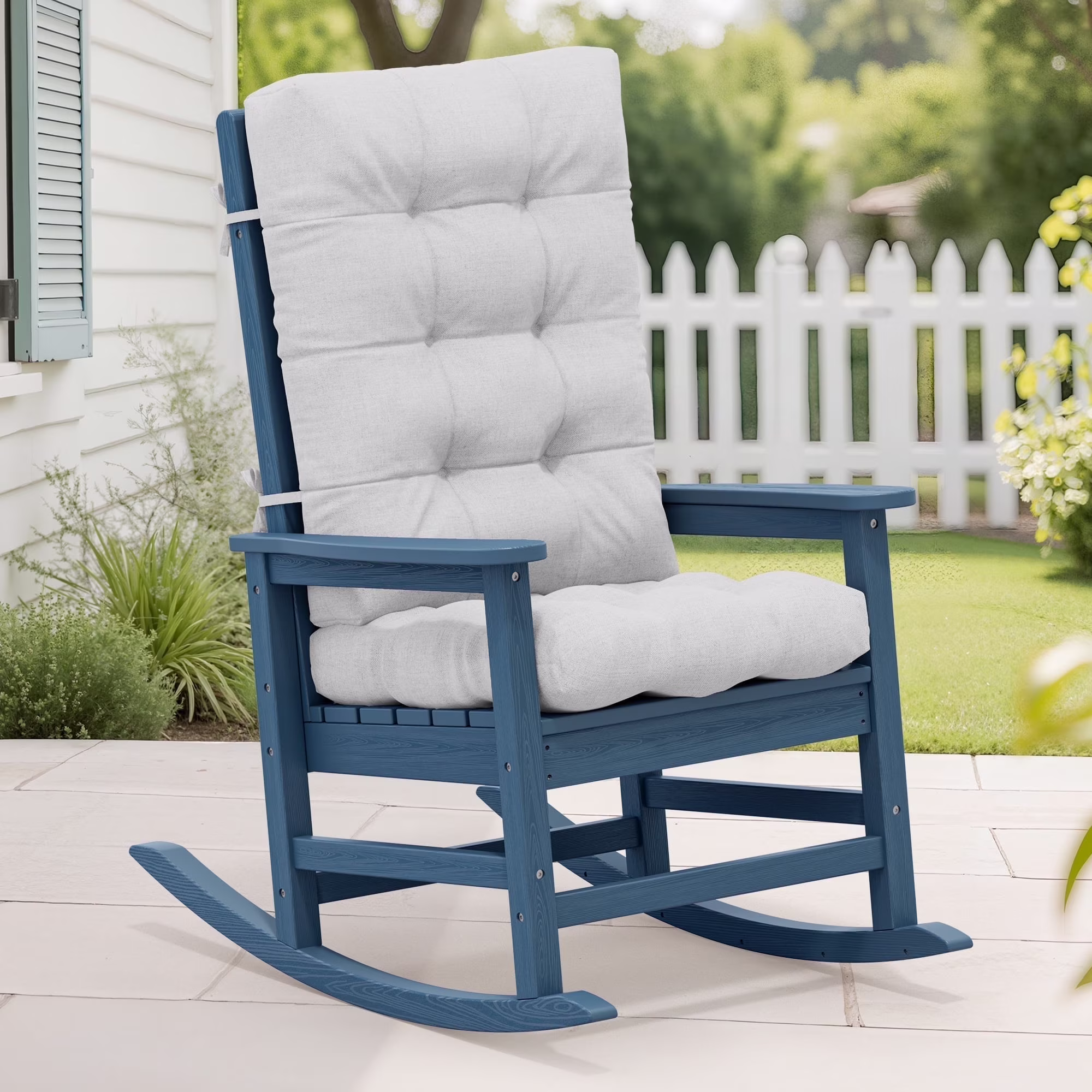 KINGYES HDPE Outdoor Rocking Chairs Set of 2,HDPE Patio Rocker for Porch,Black - Image 5