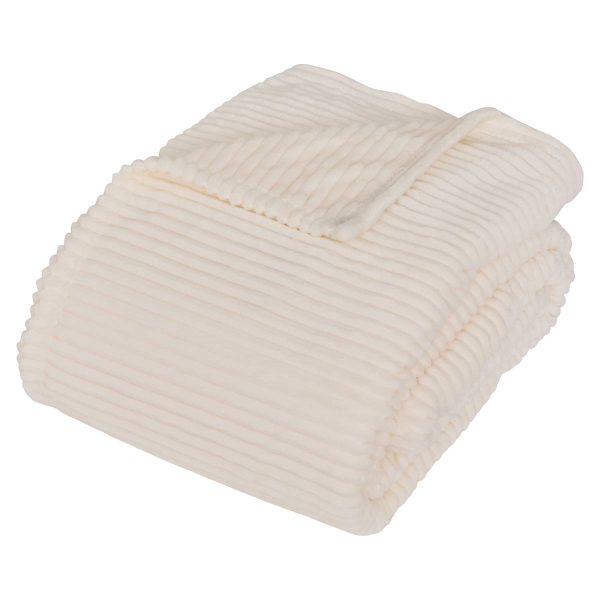 Ribbed Flannel Throw "Arum" Ivory, 240x220 cm