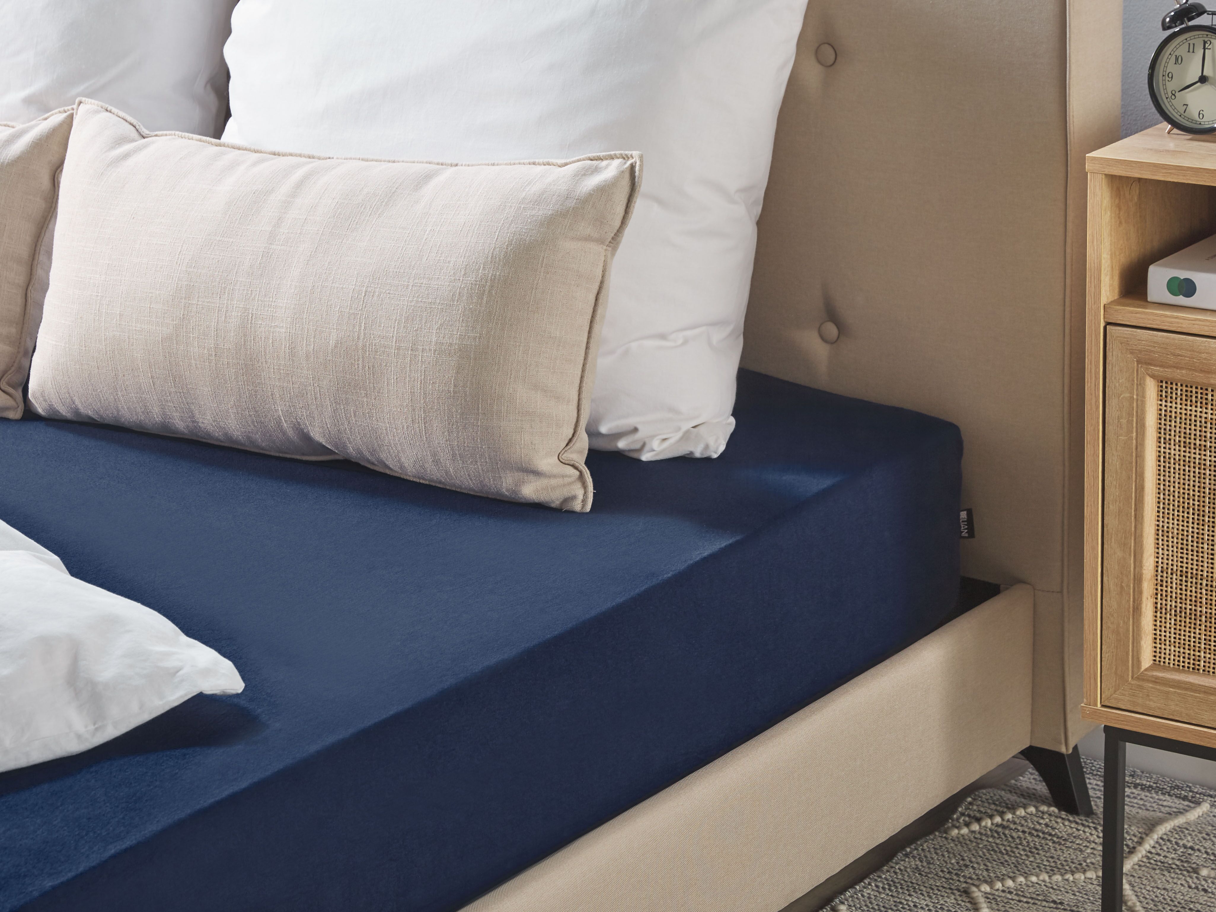 Fitted Sheet HOFUF Cotton 90 x 200 cm Navy Blue