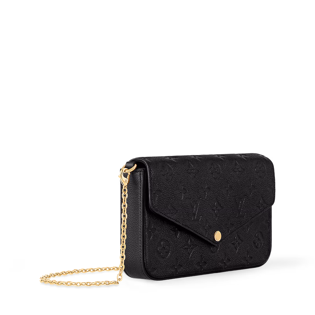 Louis Vuitton Pochette Félicie Monogram Empreinte Leather - Black | Versatile Crossbody & Clutch (M82477) - COZYMIZE