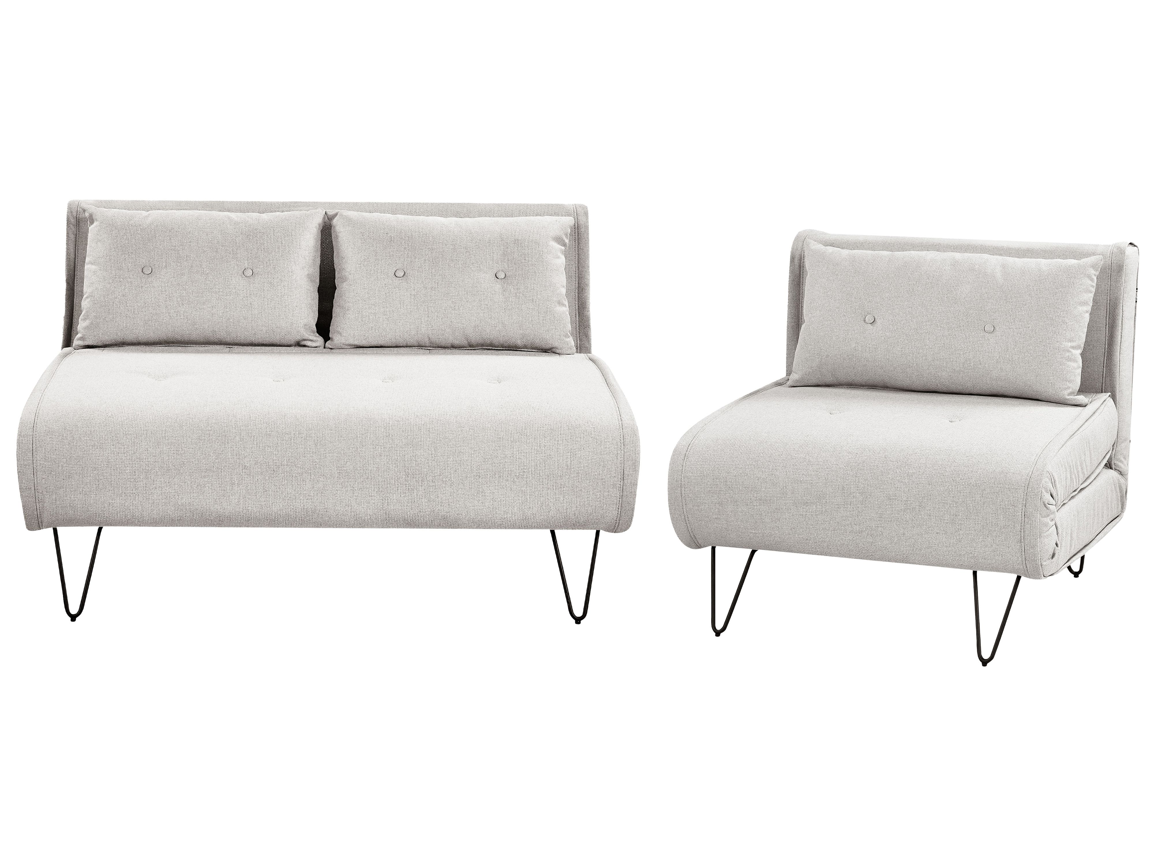 Living Room Set 3 Seater VESTFOLD Fabric Light Grey