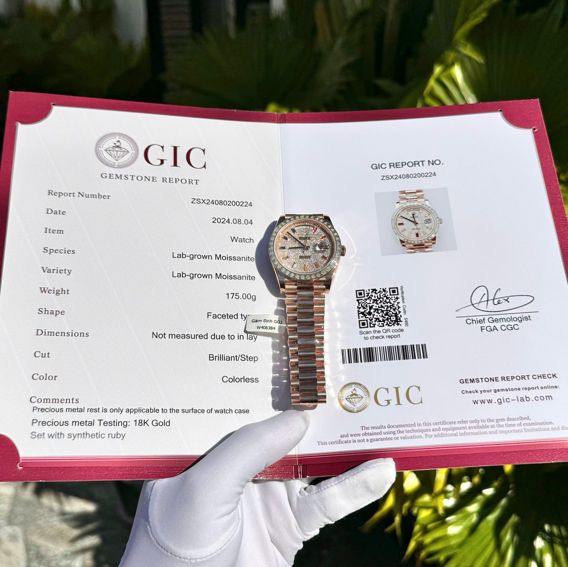 Rolex Day-Date Replica Watch Gold Wrapped End Moissanite Diamonds Baguette Custom 40mm - Elite Watch Atelier