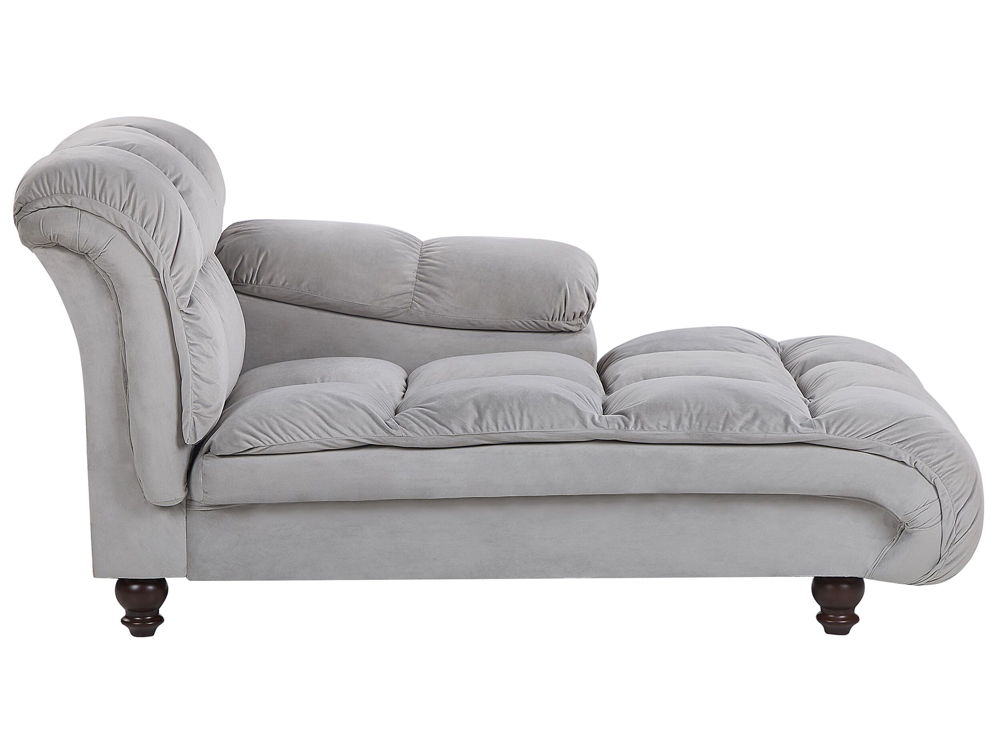 Left-Hand Chaise Lounge LORMONT Velvet Light Grey