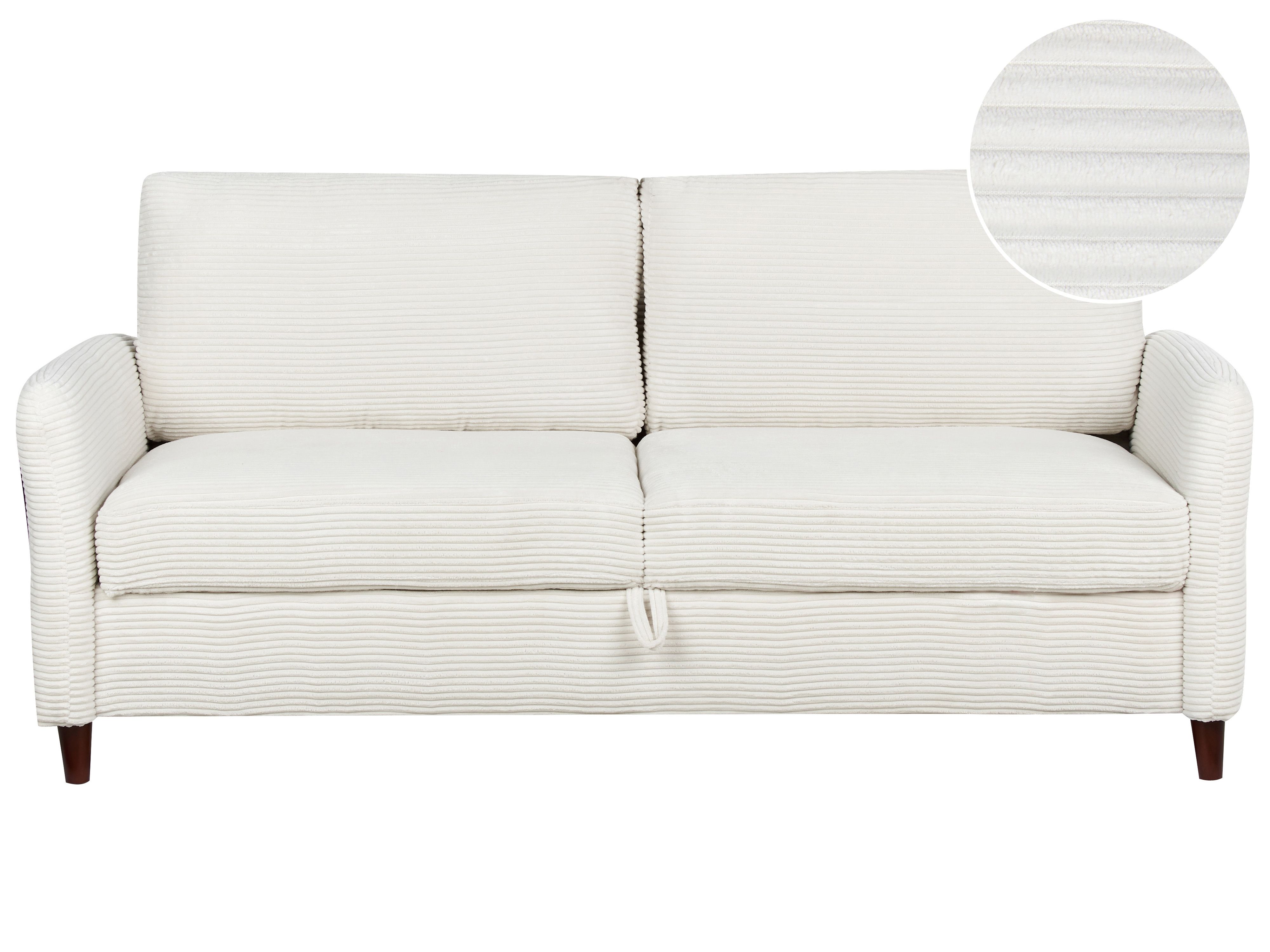 Sofa 3 Seater MARE Corduroy Off-White with Storage
