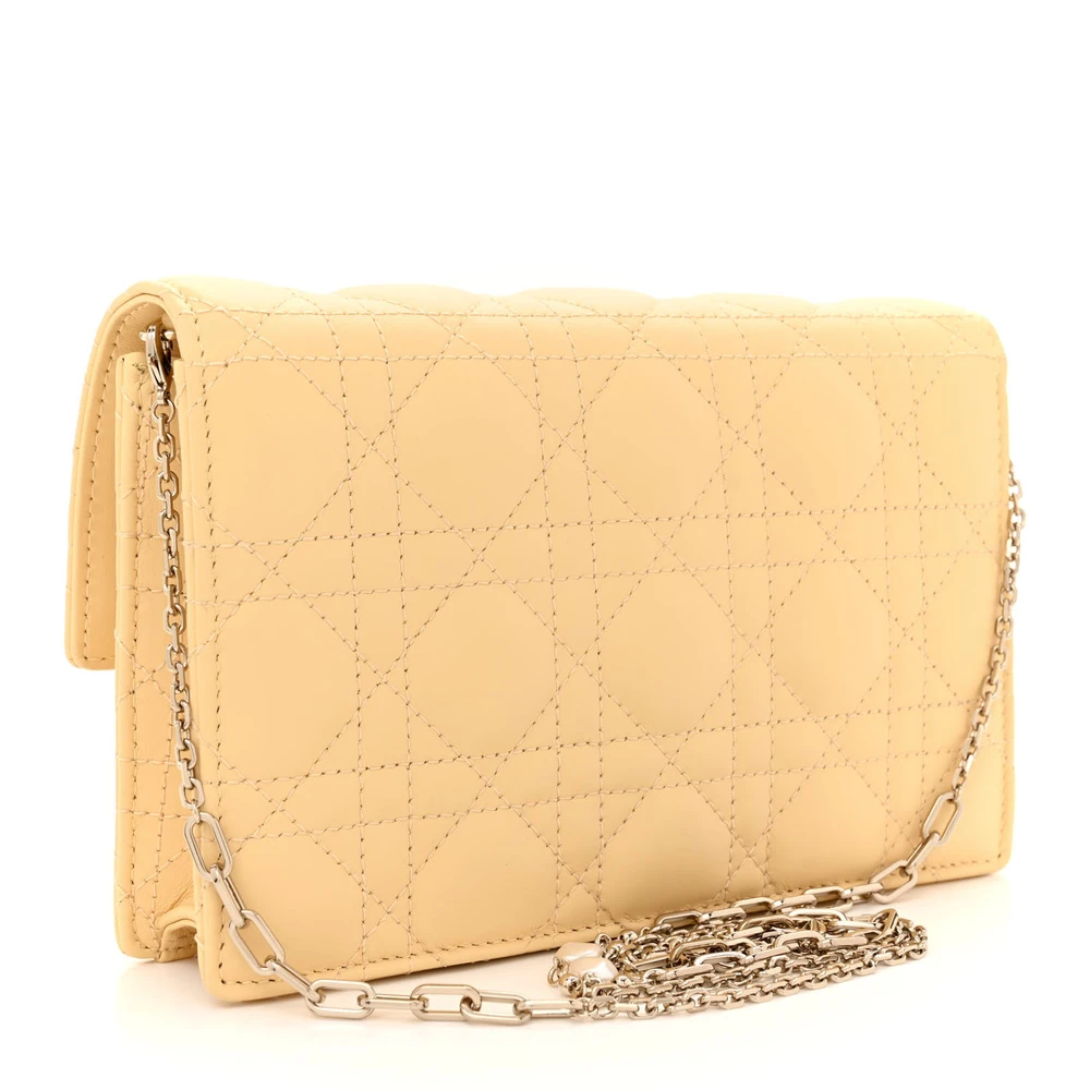 Superfake Handbags – Dior Lady Chain Pouch in Soft Yellow Leather1:1High-quality replica