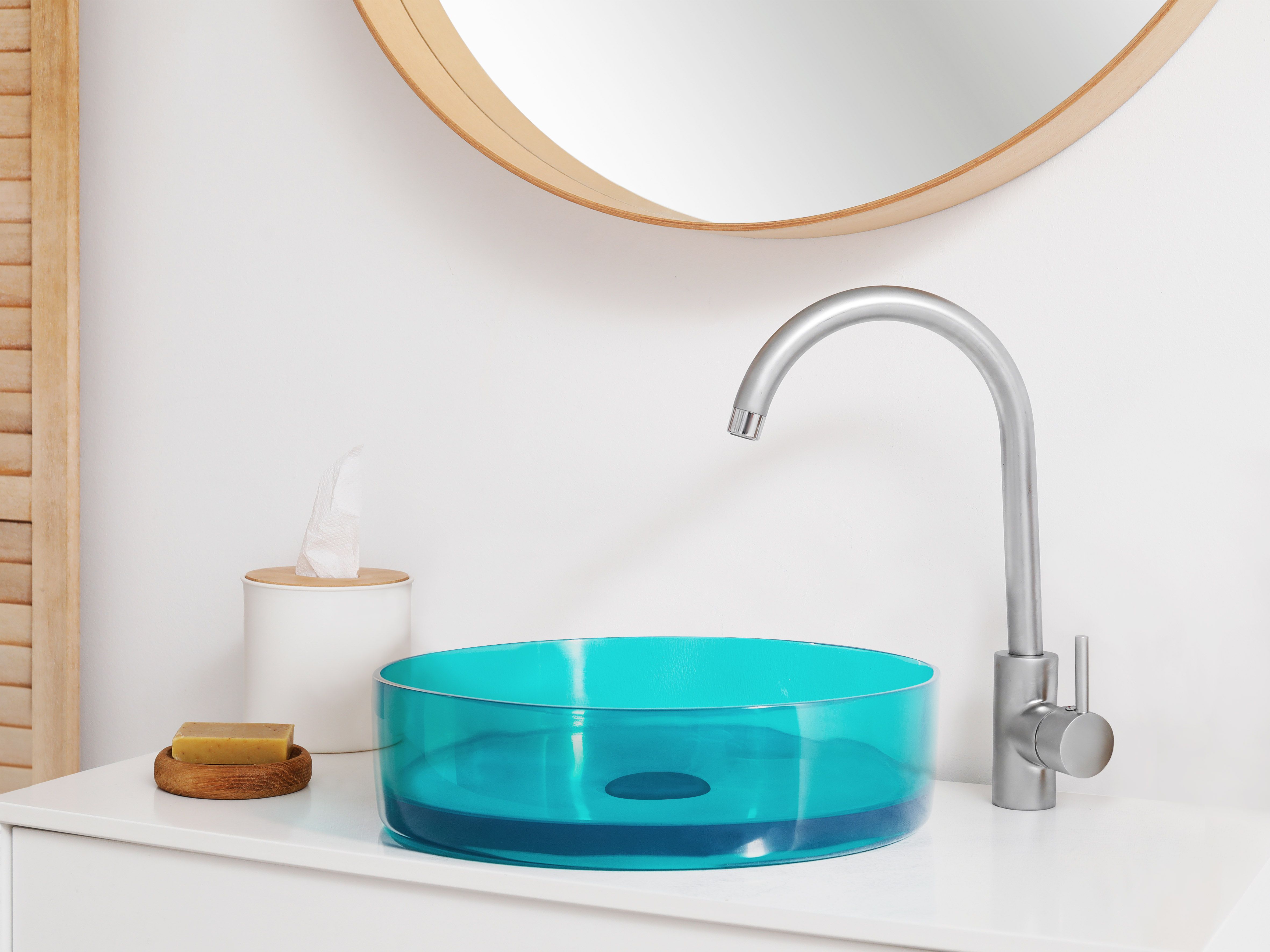 Countertop Basin TOLOSA ⌀ 360 mm Solid Surface Turquoise