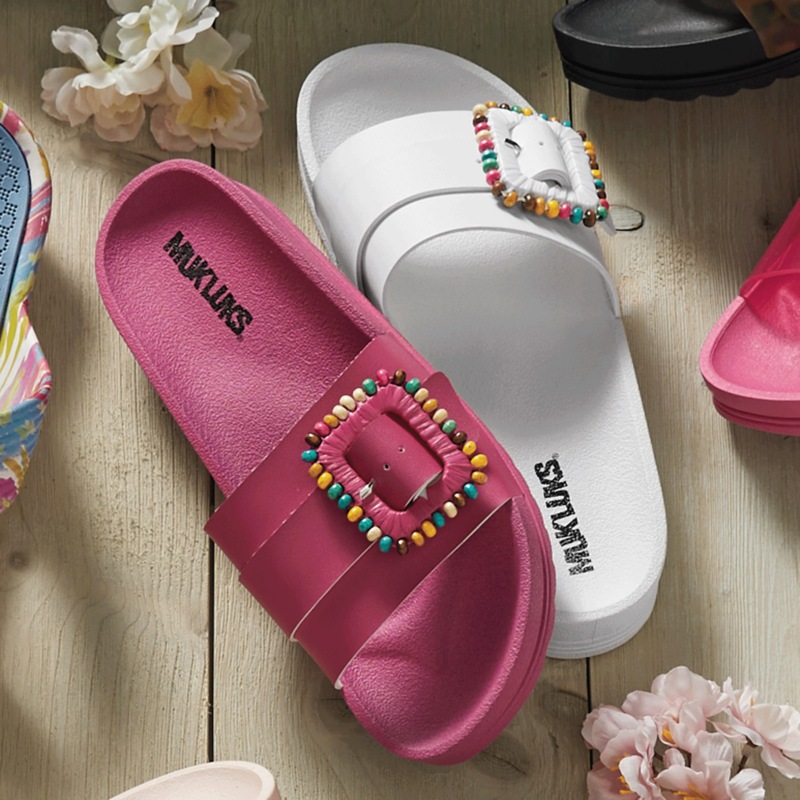 Muk Luks Grand Colette Slide with Beading and Adjustable Buckle - MIDNIGHT VELVET CATALOG