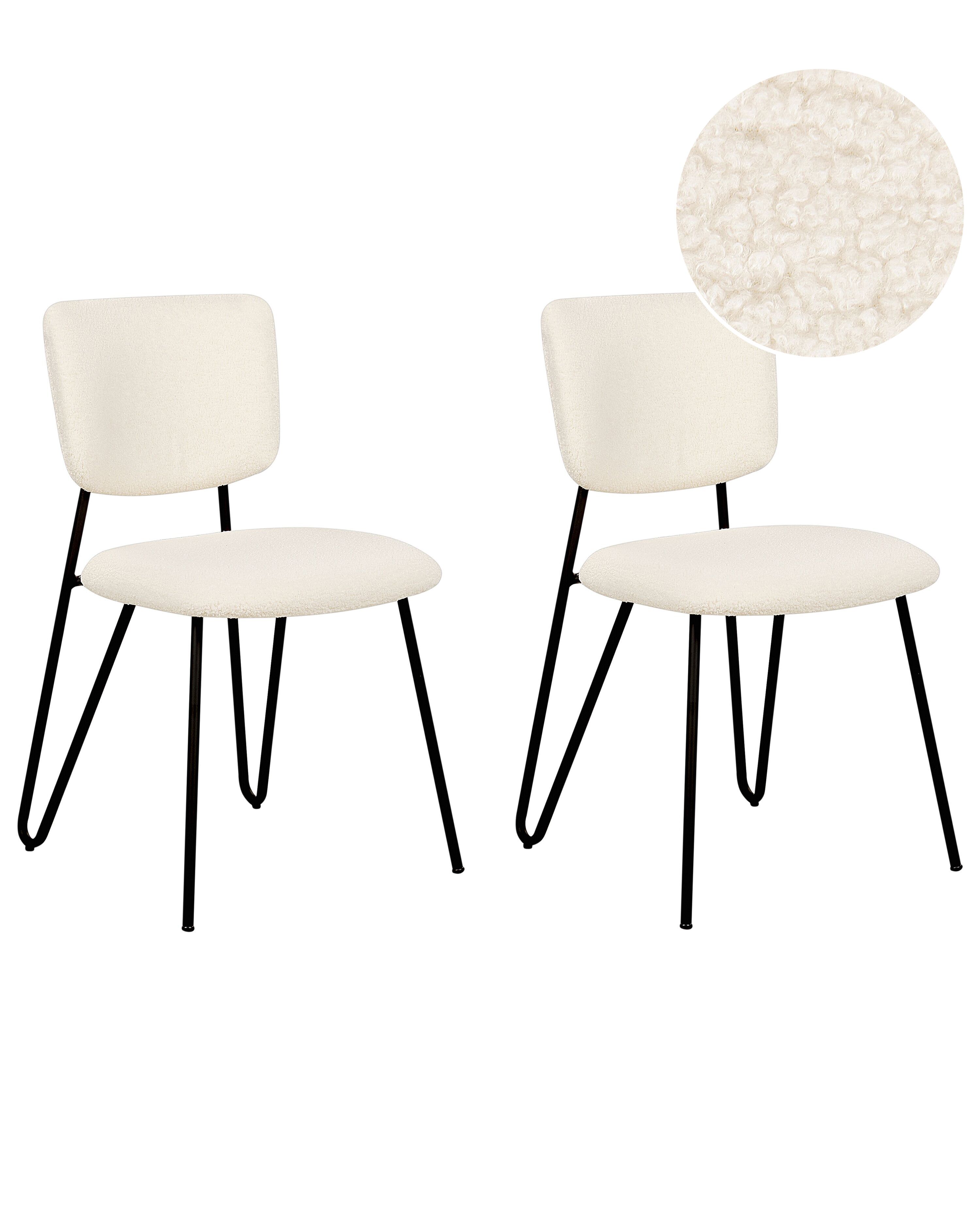 Set of 2 Dining Chairs NELKO Boucle Off-White