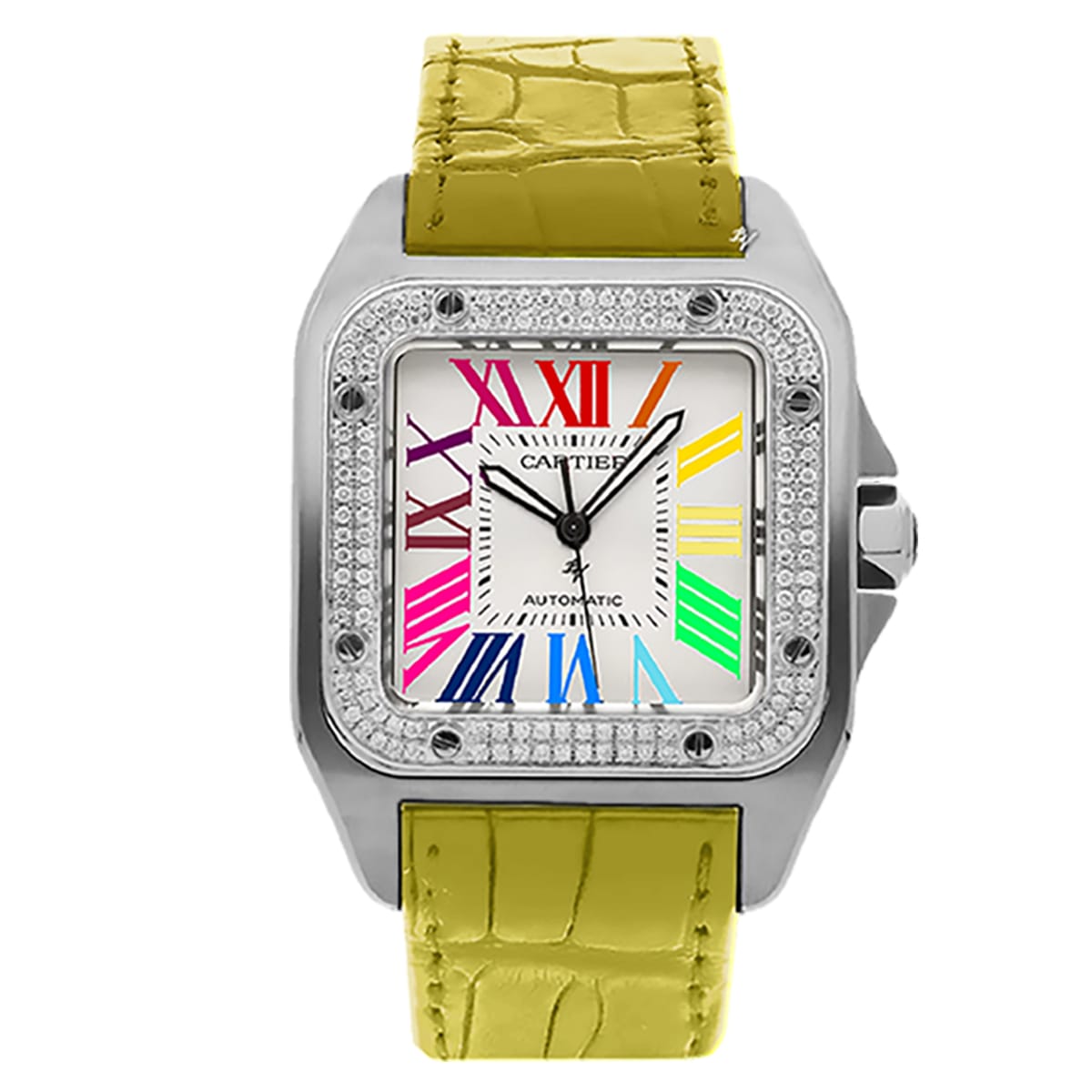 Fake Cartier Replica Watch Santos 100 Anniversary Rainbow Limited Edition Black Custom(1:1 replica) - Top club