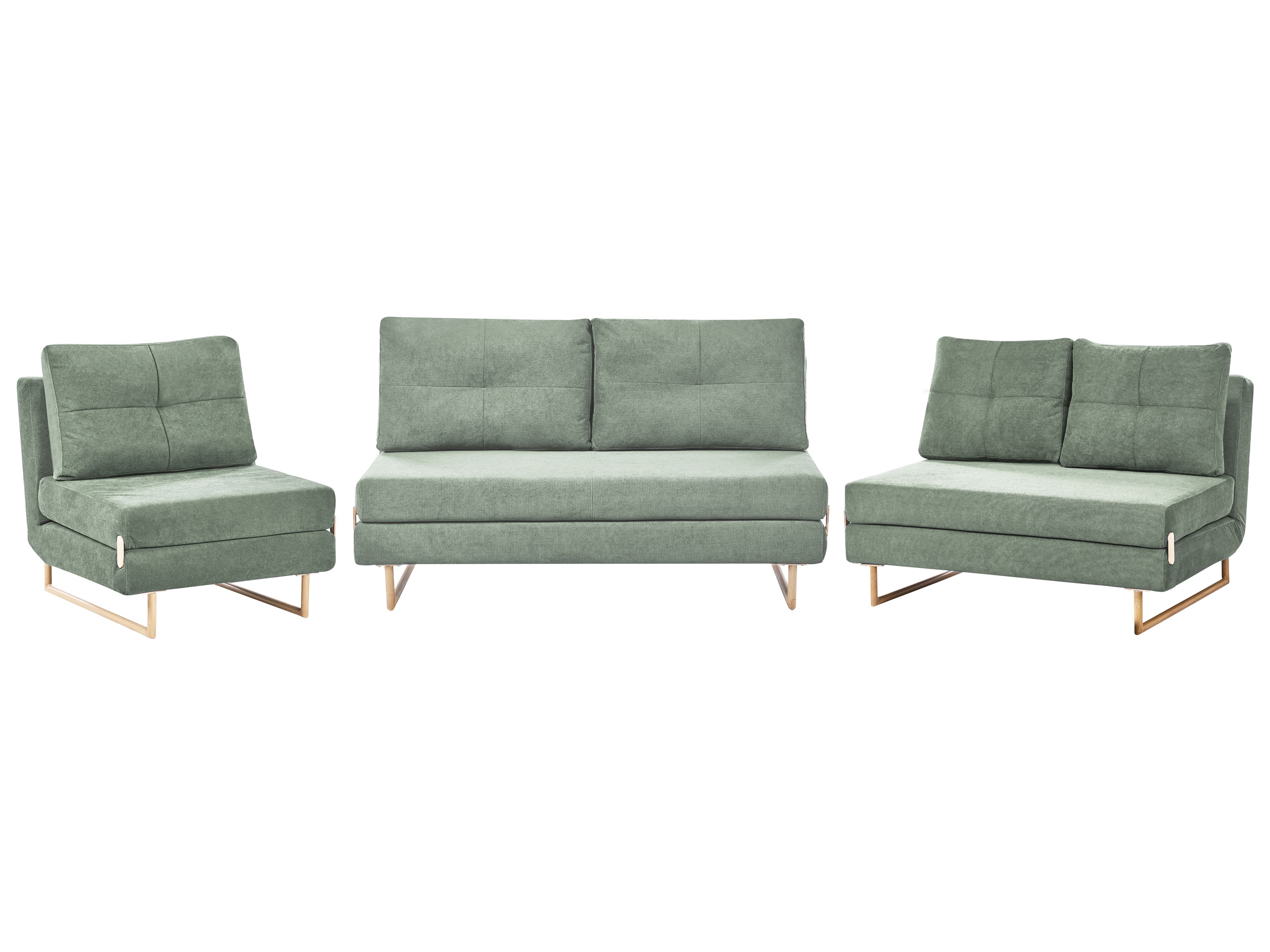Living Room Set 6 Seater JERSLEV Fabric Light Green