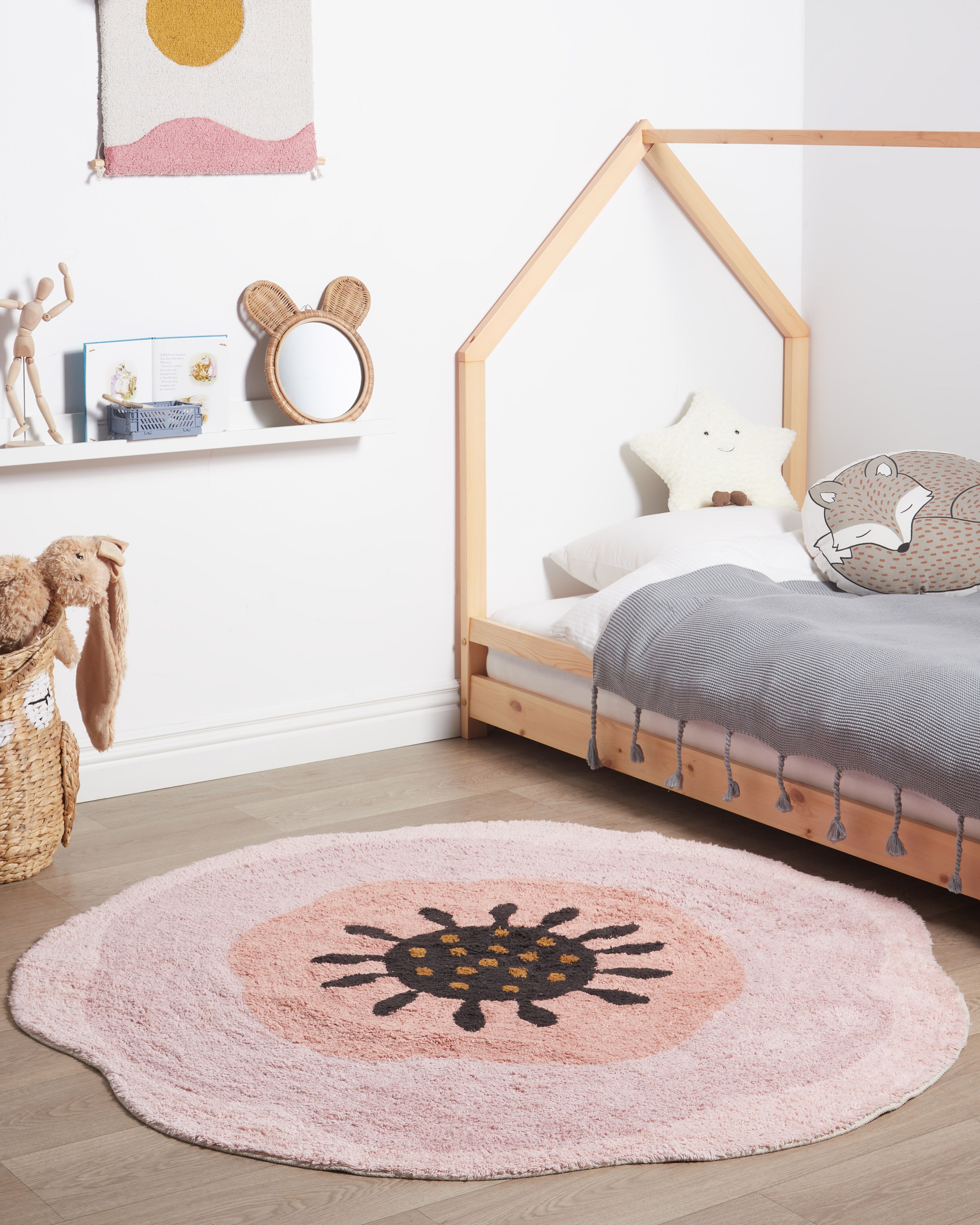Kids Rug KHARAT Pastel Pink ø 140 cm Cotton