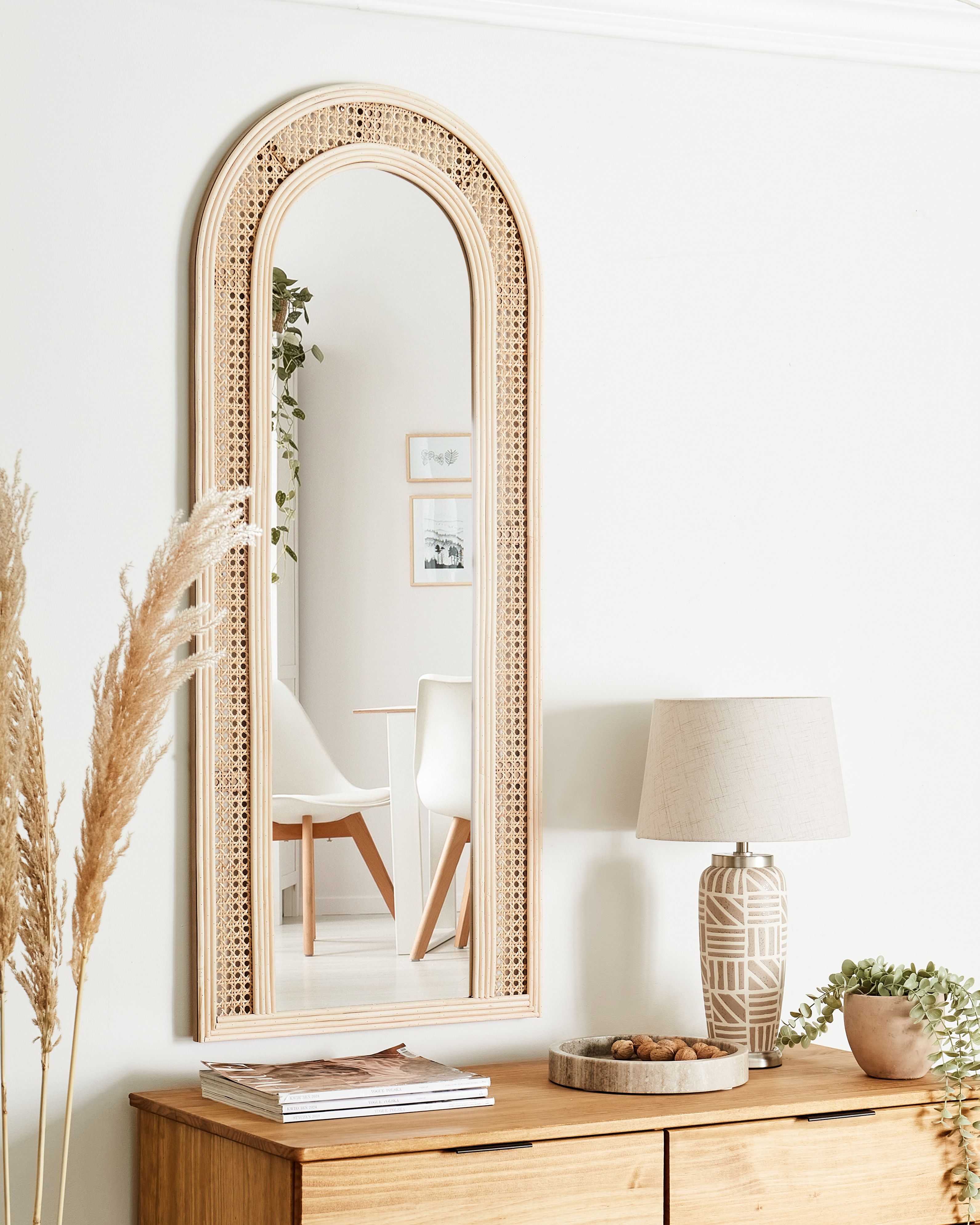 Wall Mirror FRANEY 50 cm 120 cm Rattan Natural