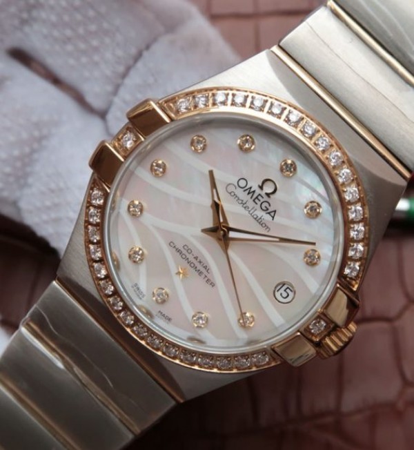 Replica Omega V6 Constellation 123.20.35 Diamonds Bezel White Dial - Top club
