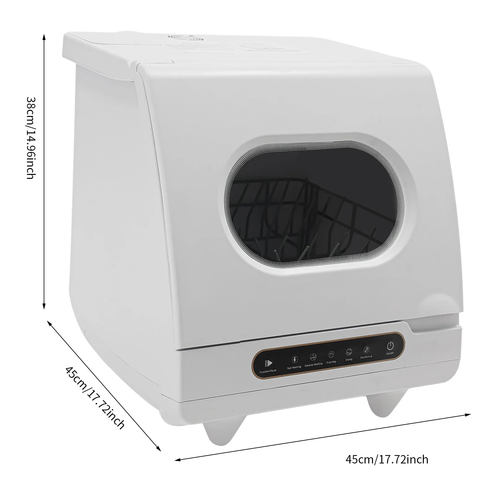 Portable Countertop Dishwasher 5 Washing Programs with Water Tank Leak-Proof Dry 360° Rotation Flushing, Uitable for Homes Kitchen Apartments Dormitories Campers