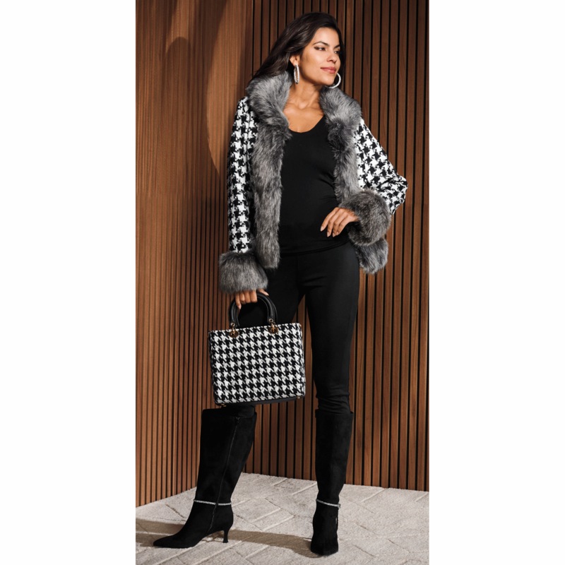 Hayley Houndstooth Jacket - MIDNIGHT VELVET CATALOG