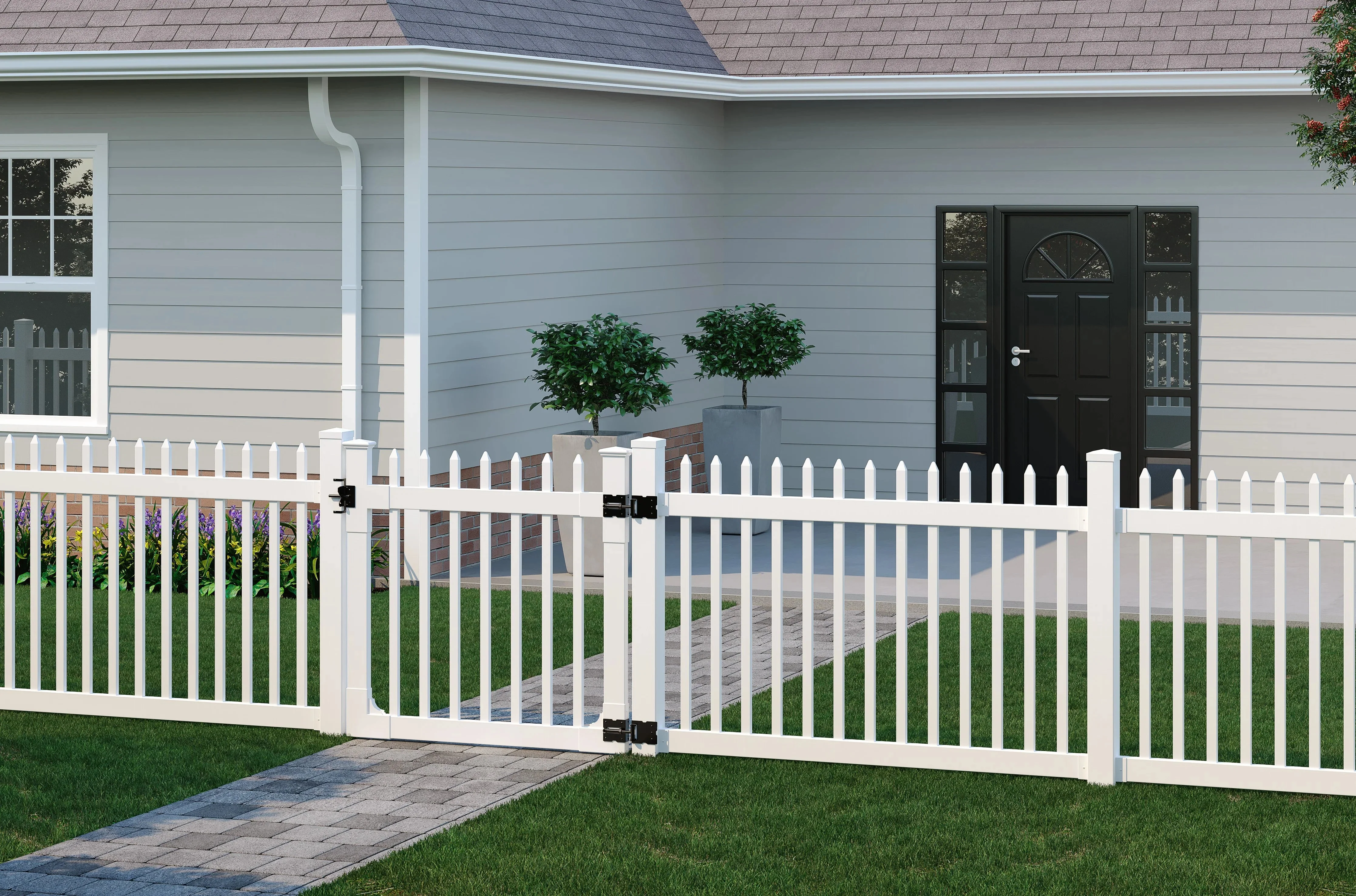 WamBam White Vinyl Picket Fence Panel Kit, 4ft H x 6ft W, 1 Panel + 1 Post - BL19101 - Image 24 WamBam White Vinyl Picket Fence Panel Kit, 4ft H x 6ft W, 1 Panel + 1 Post - BL19101 - Image 24