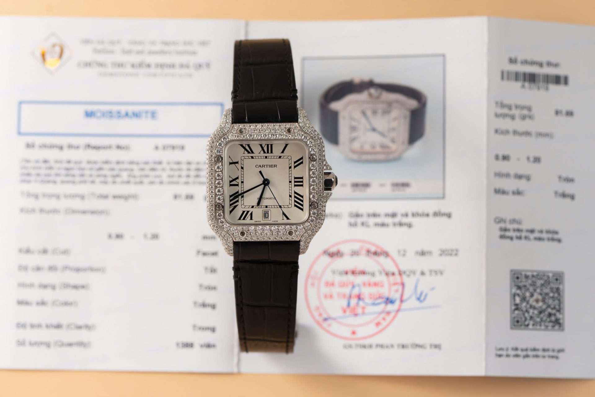 Cartier Santos With Moissanite Diamond Hong Kong Rep 11 Watch Leather Strap 39.8mm - Top club