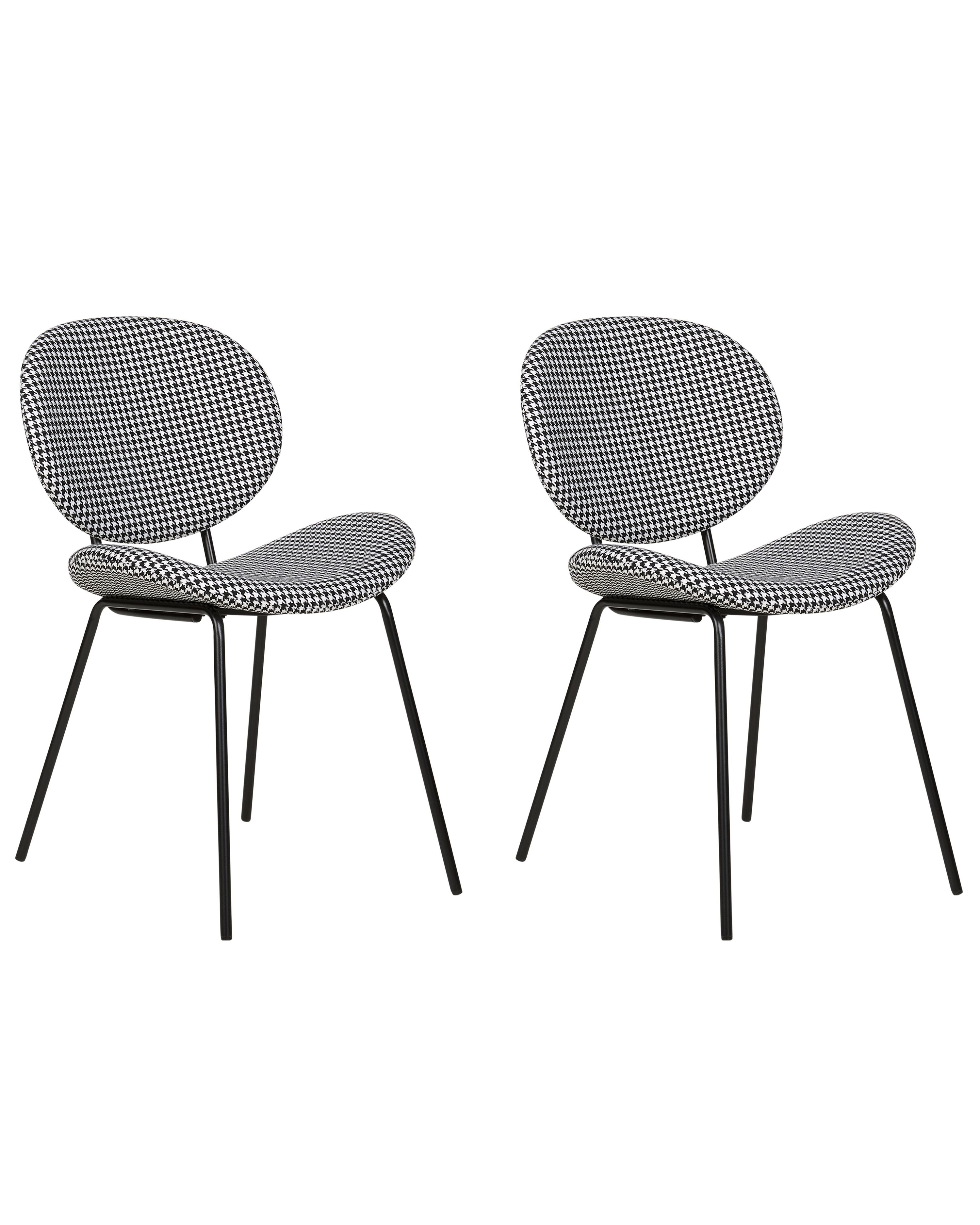 Set of 2 Dining Chairs LUANA Fabric Black/ White