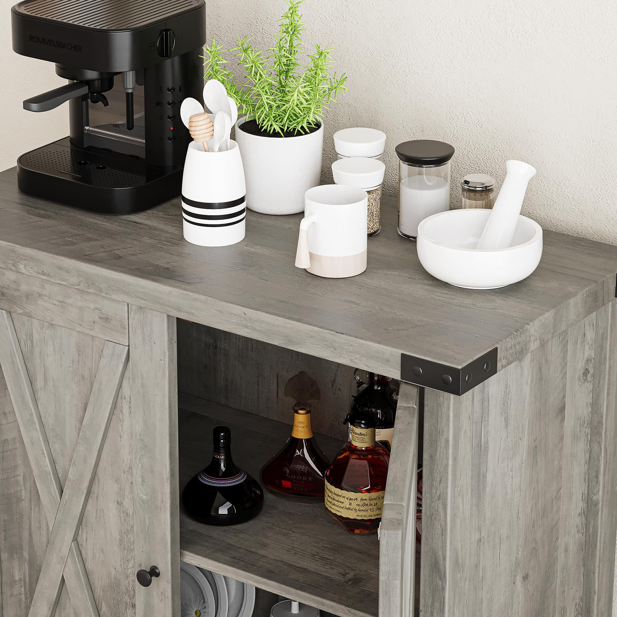 Coffee Bar Cabinet with Storage/Adjustable Shelf 30" Small Kitchen Bar Table Corner Bar Cabinet for Tea Buffet Sideboard Cabinet for Dining Room, Farmhouse Coffee Station for Wine - Image 8
